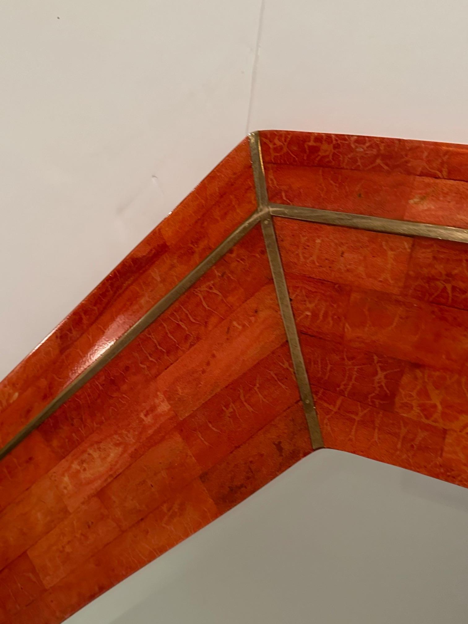 Tessellated Stone Mirror with Brass Inlay 3
