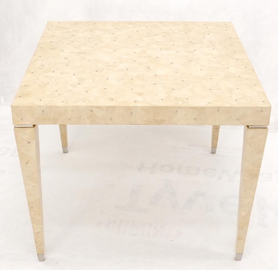 Tessellated Stone & Mirrors Square Mid-Century Modern Dining Game Table 5