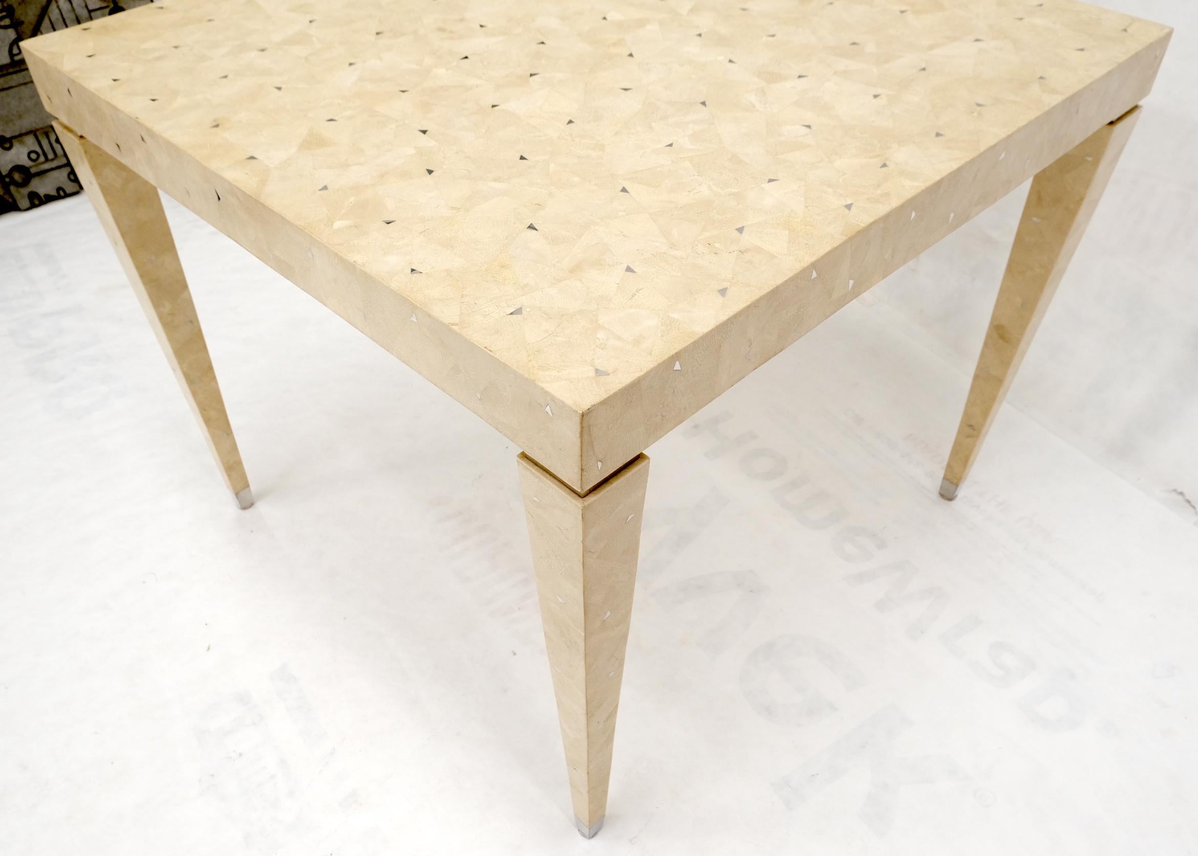 20th Century Tessellated Stone & Mirrors Square Mid-Century Modern Dining Game Table