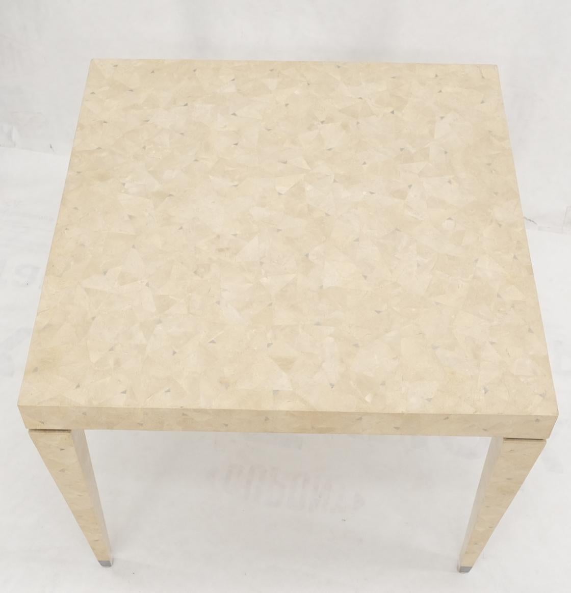 Tessellated Stone & Mirrors Square Mid-Century Modern Dining Game Table 1