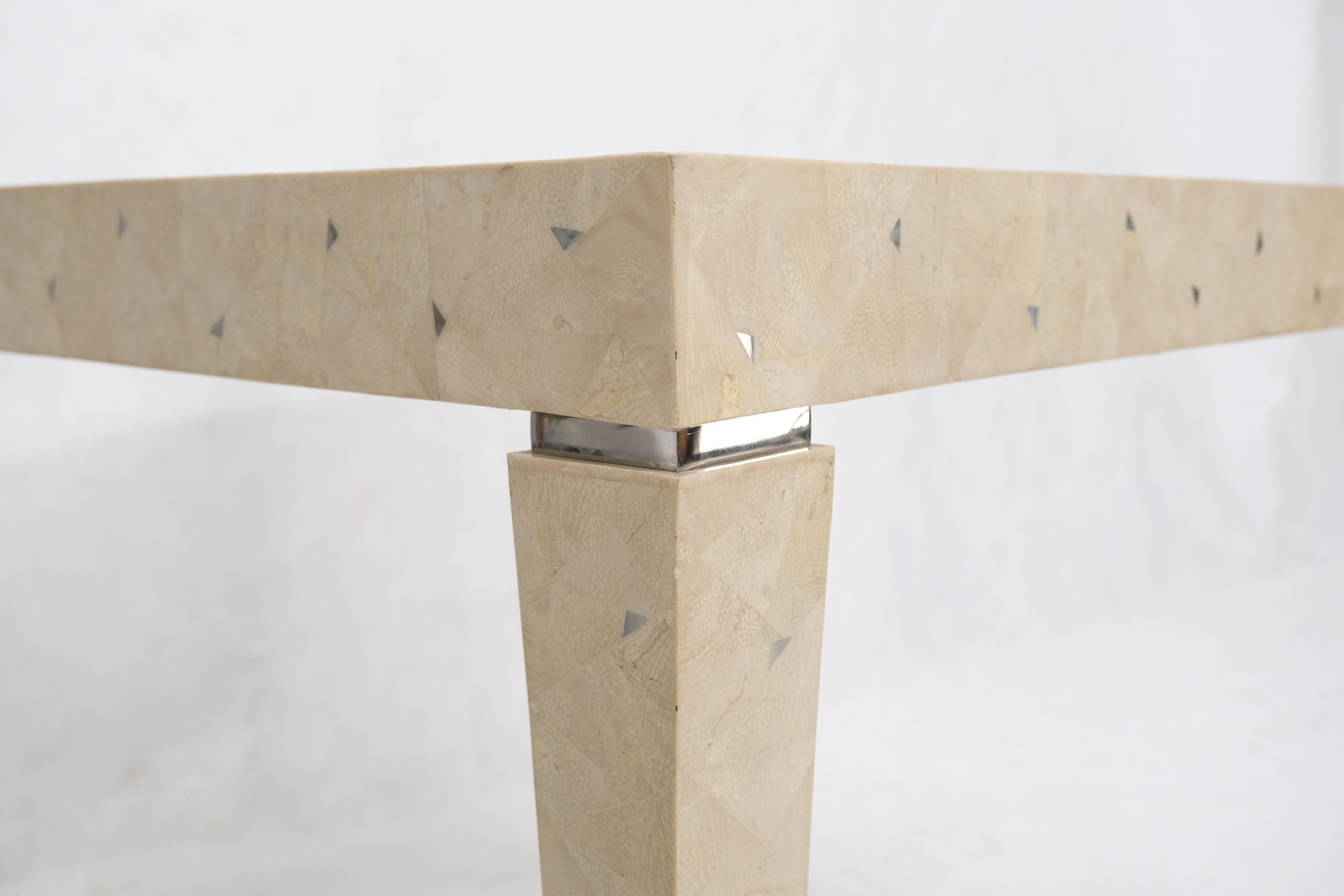 Tessellated Stone & Mirrors Square Mid-Century Modern Dining Game Table 3