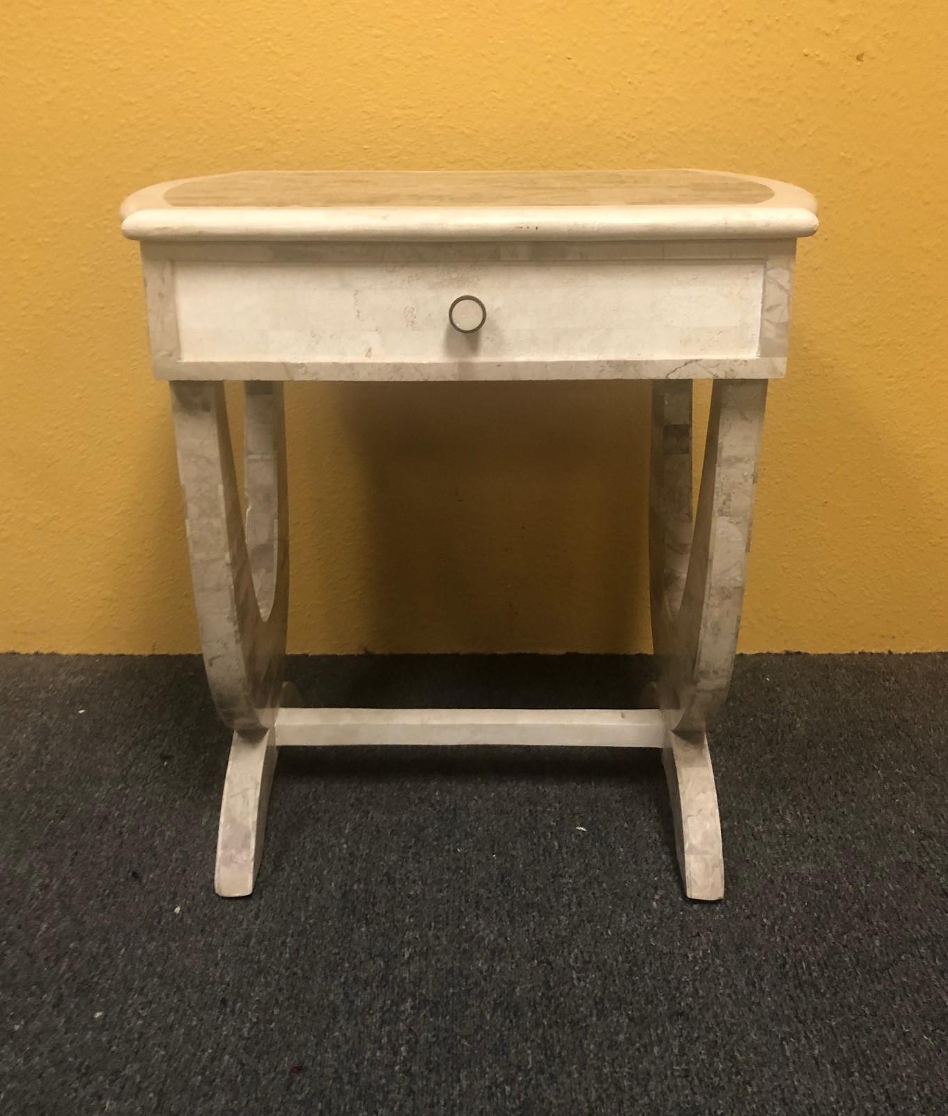 Post-Modern Tessellated Stone Nightstand in the Style of Marquis of Beverly Hills For Sale