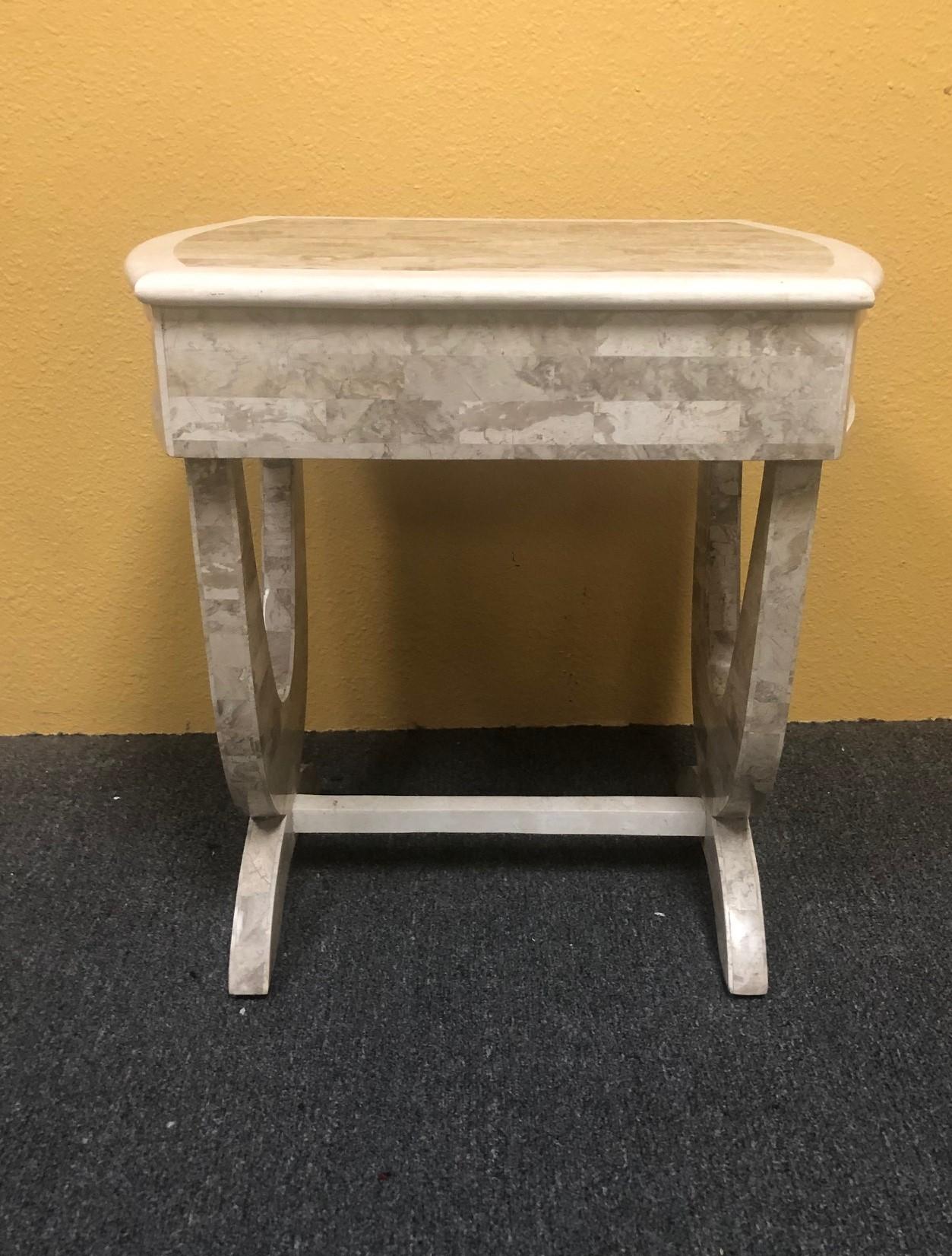 Tessellated Stone Nightstand in the Style of Marquis of Beverly Hills In Good Condition For Sale In San Diego, CA
