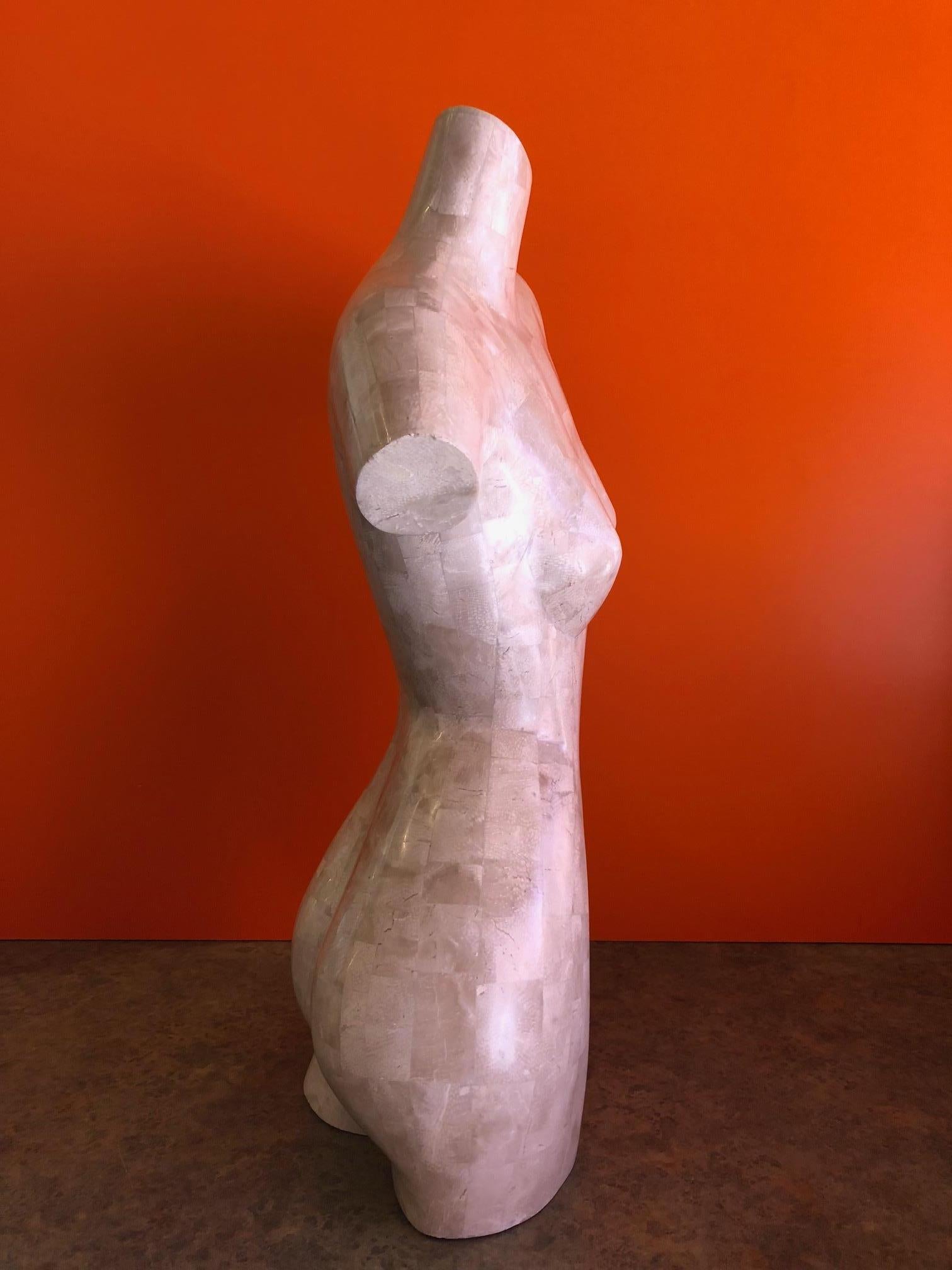 Post-Modern Tessellated Stone Nude Woman Torso Sculpture by Marquis of Beverly Hills
