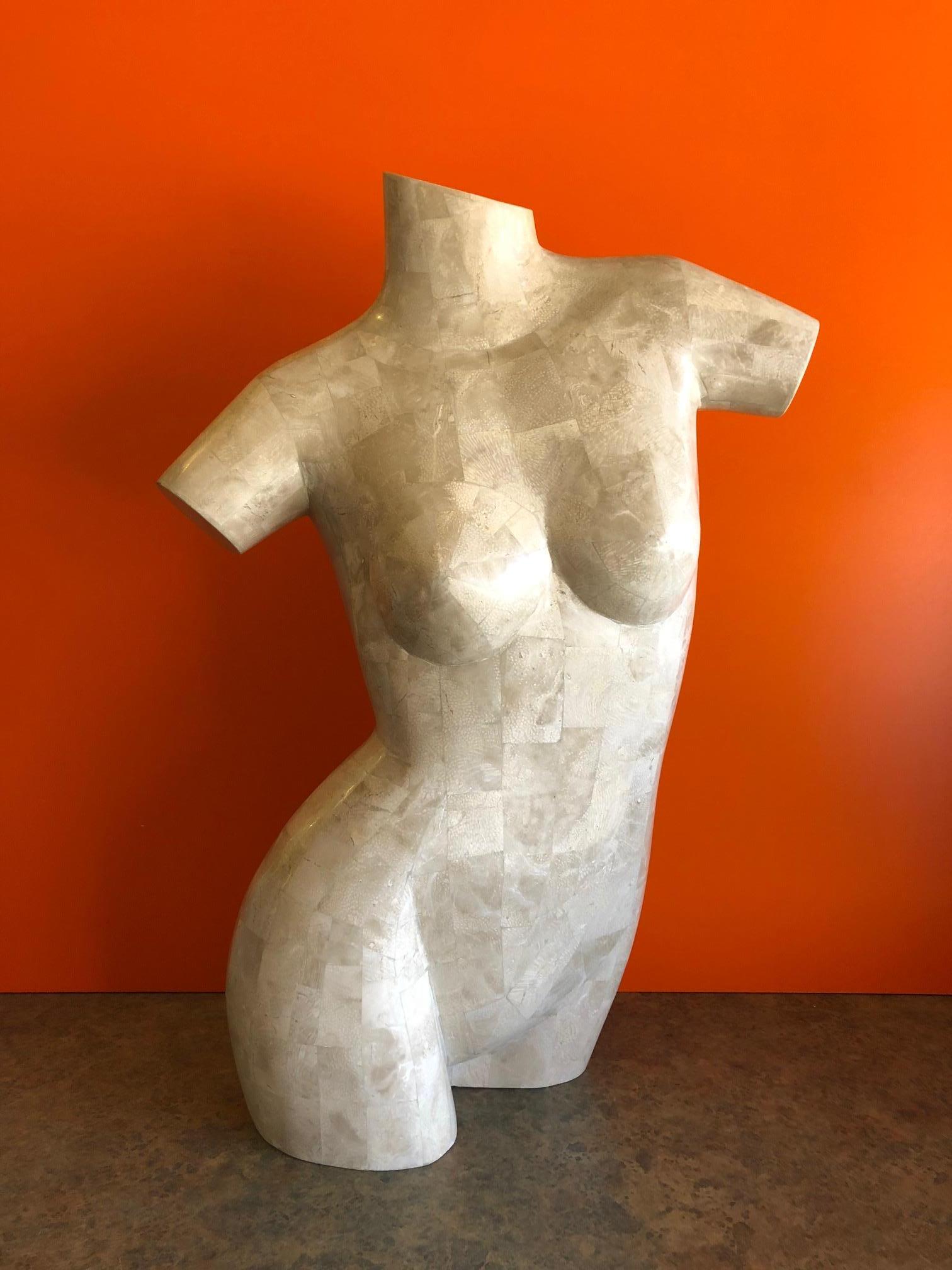 Tessellated Stone Nude Woman Torso Sculpture by Marquis of Beverly Hills 2