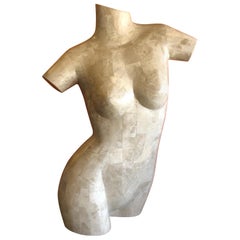 Tessellated Stone Nude Woman Torso Sculpture by Marquis of Beverly Hills