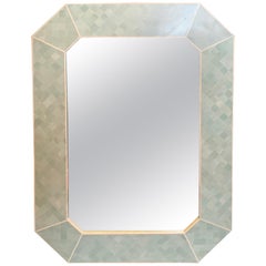 Vintage Tessellated Stone Octagonal Wall Mirror