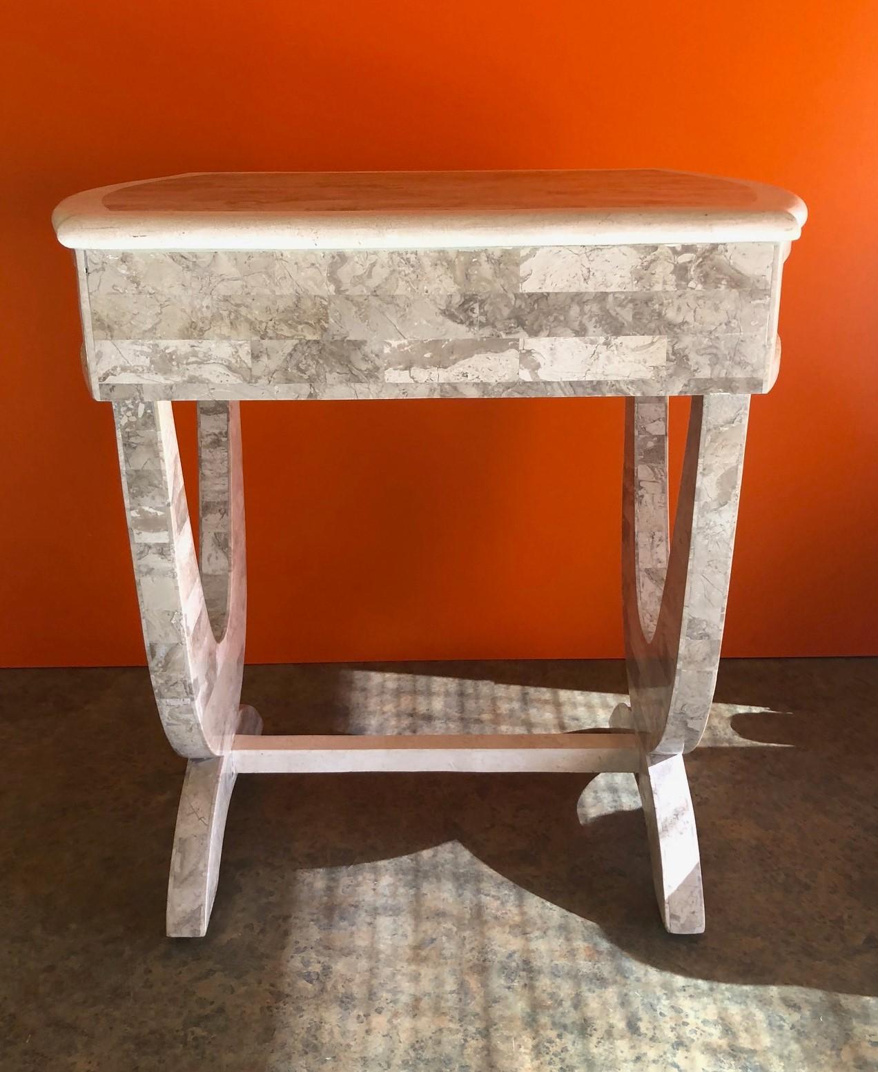 Tessellated Stone One Drawer Side Table  For Sale 4