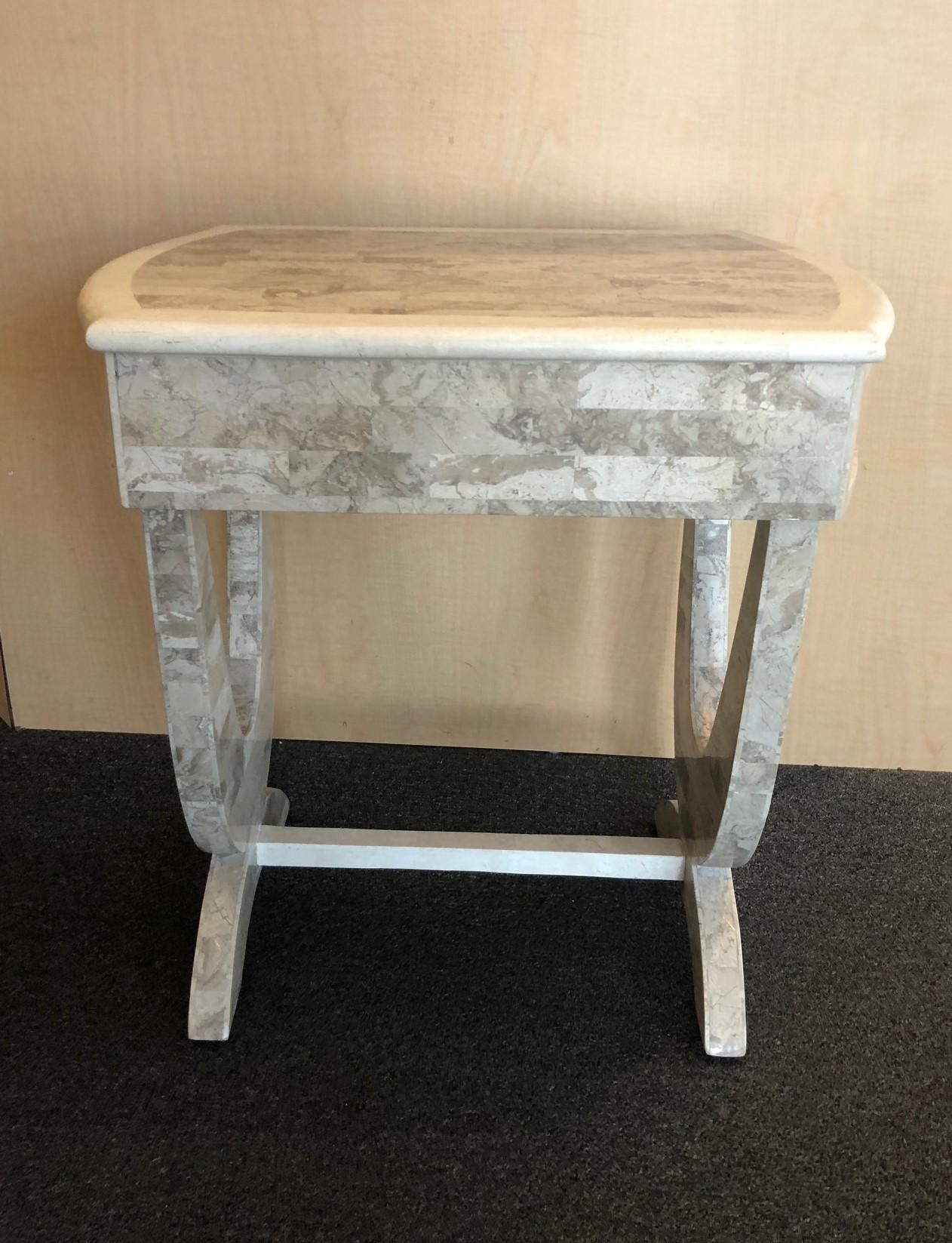 Philippine Tessellated Stone One Drawer Side Table  For Sale