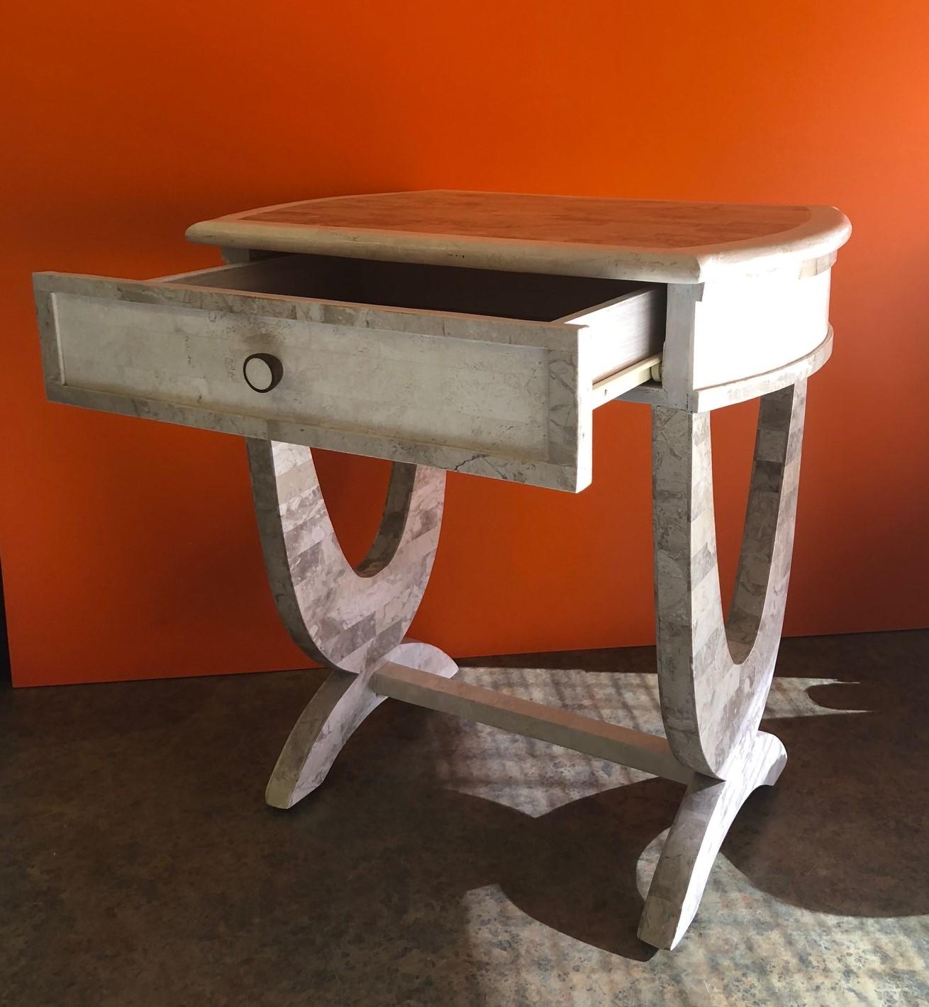 Tessellated Stone One Drawer Side Table  For Sale 2