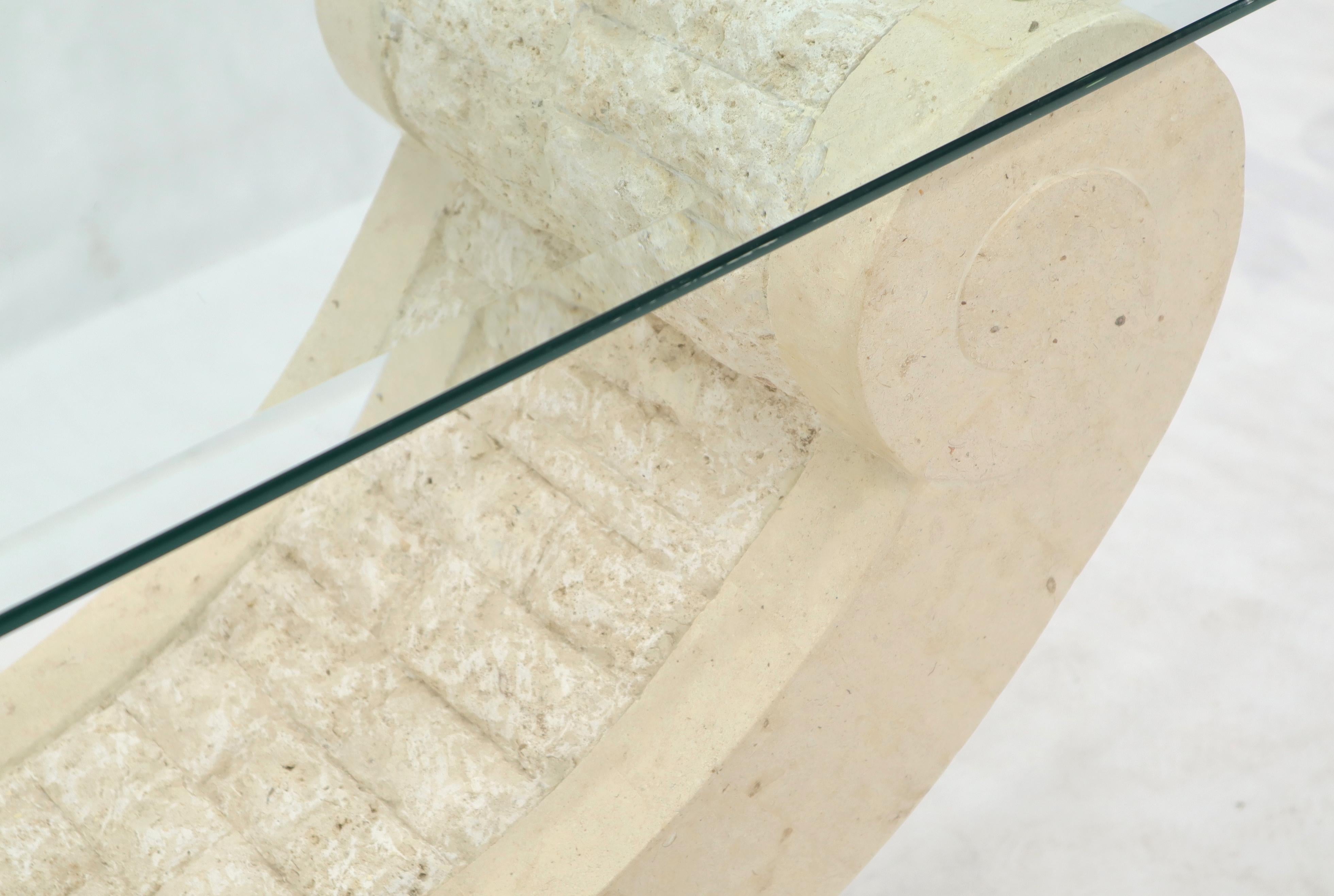 Mesa Consola de Sofá Rectangular con Base de Forma Orgánica de Piedra Teselada en venta 4