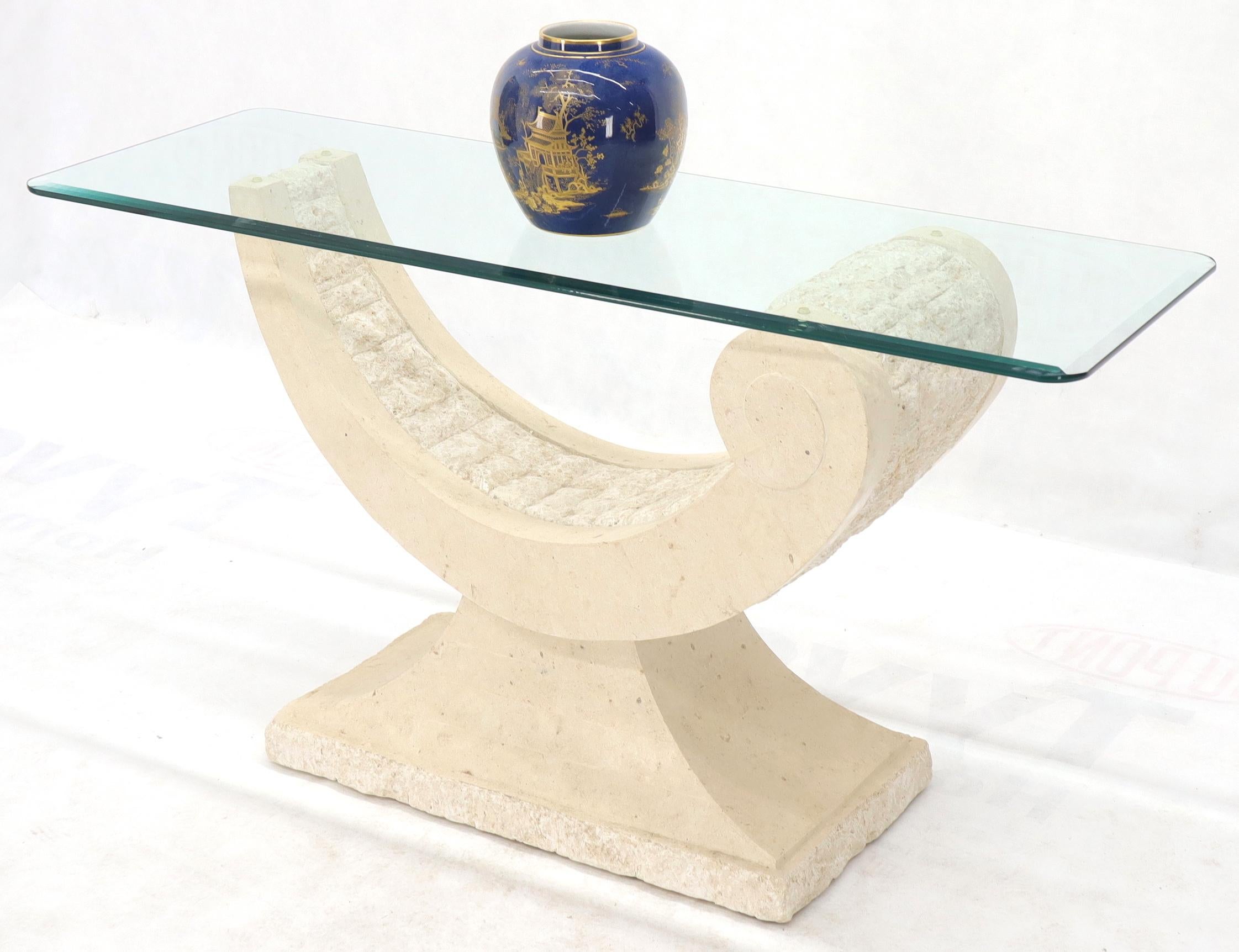 Tessellated Stone Organic Shape Base Rectangular Sofa Console Table For Sale 2