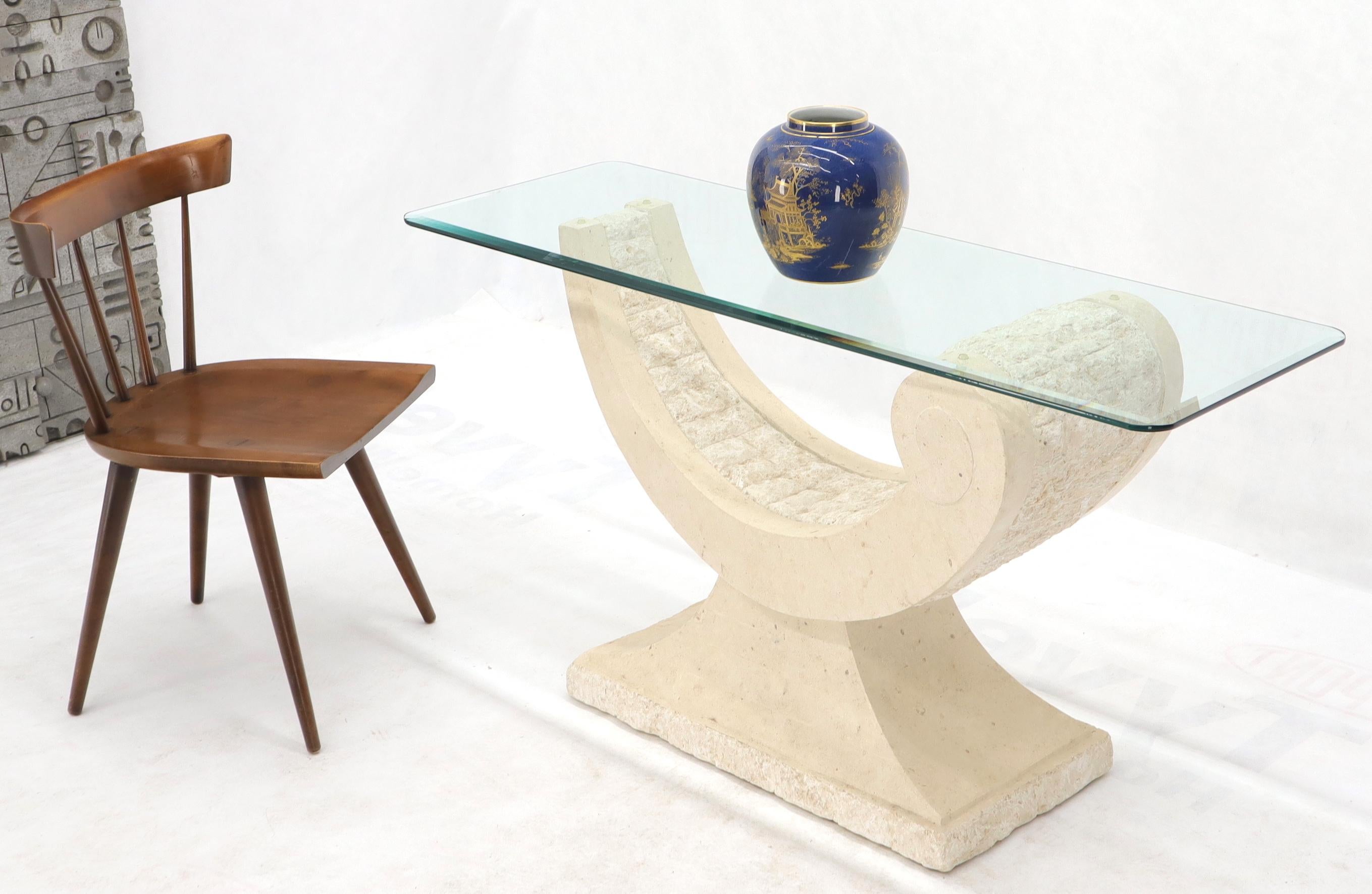 Tessellated Stone Organic Shape Base Rectangular Sofa Console Table For Sale 3