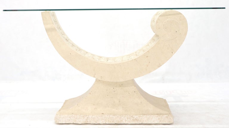 Tessellated Stone Organic Shape Base Rectangular Sofa Console Table In Excellent Condition For Sale In Rockaway, NJ