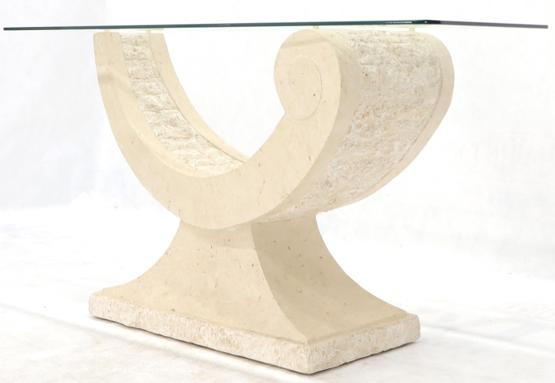 Mid-Century Modern Tessellated Stone Organic Shape Base Rectangular Sofa Console Table For Sale