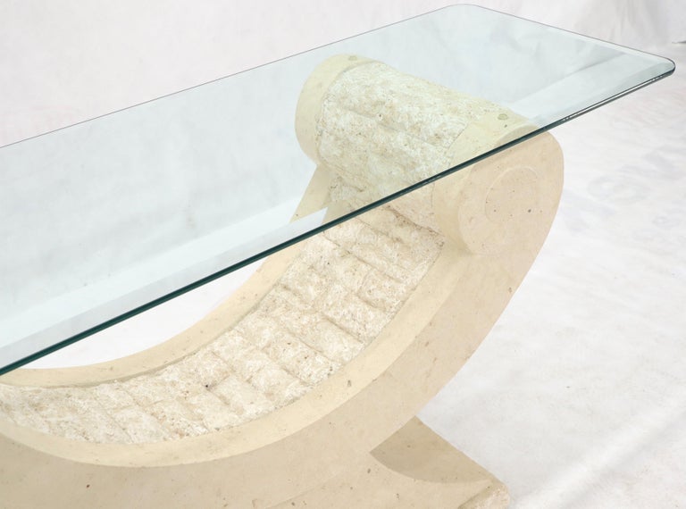 Tessellated Stone Organic Shape Base Rectangular Sofa Console Table For Sale 1