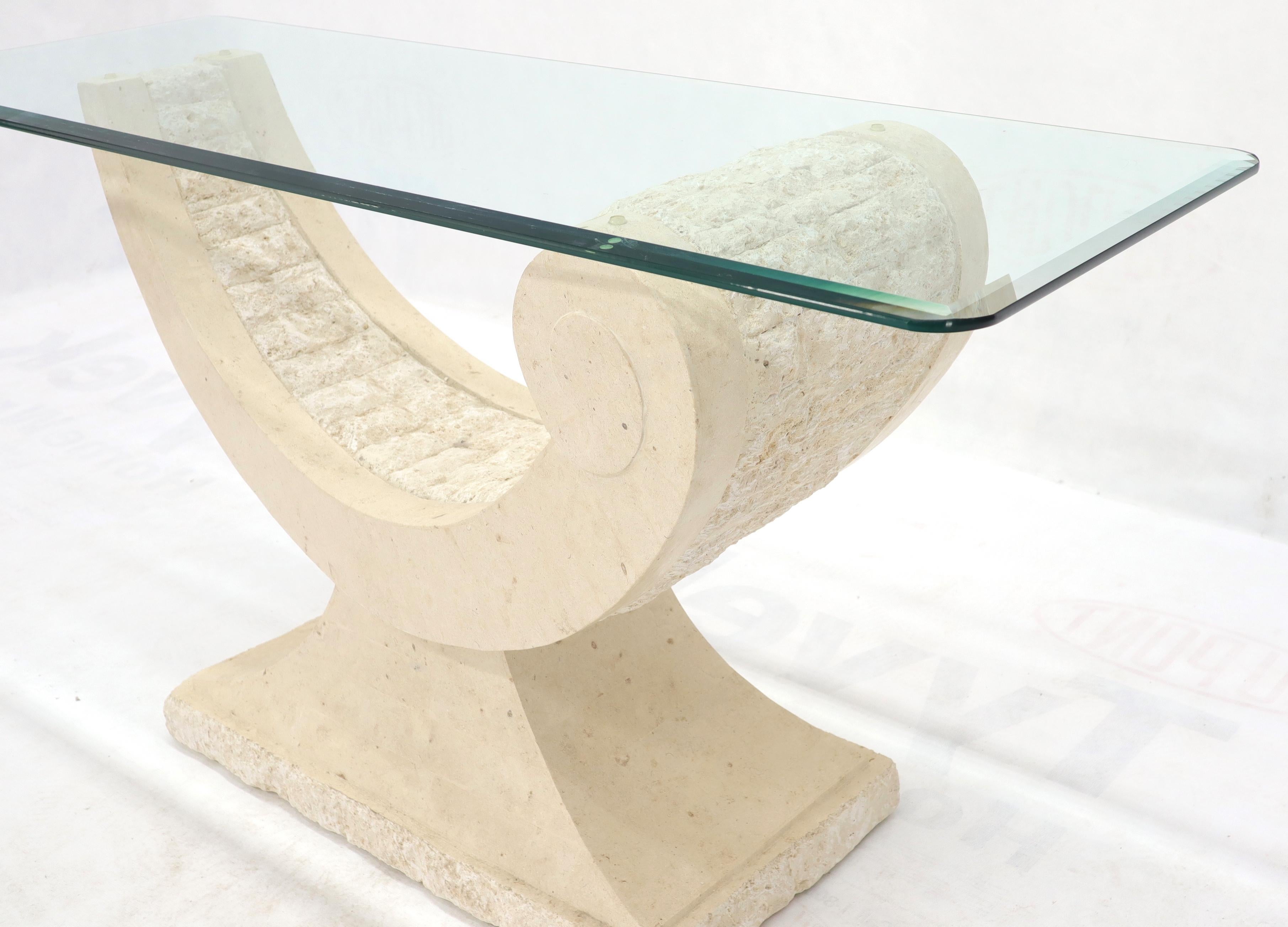 Tessellated Stone Organic Shape Base Rectangular Sofa Console Table In Excellent Condition For Sale In Rockaway, NJ