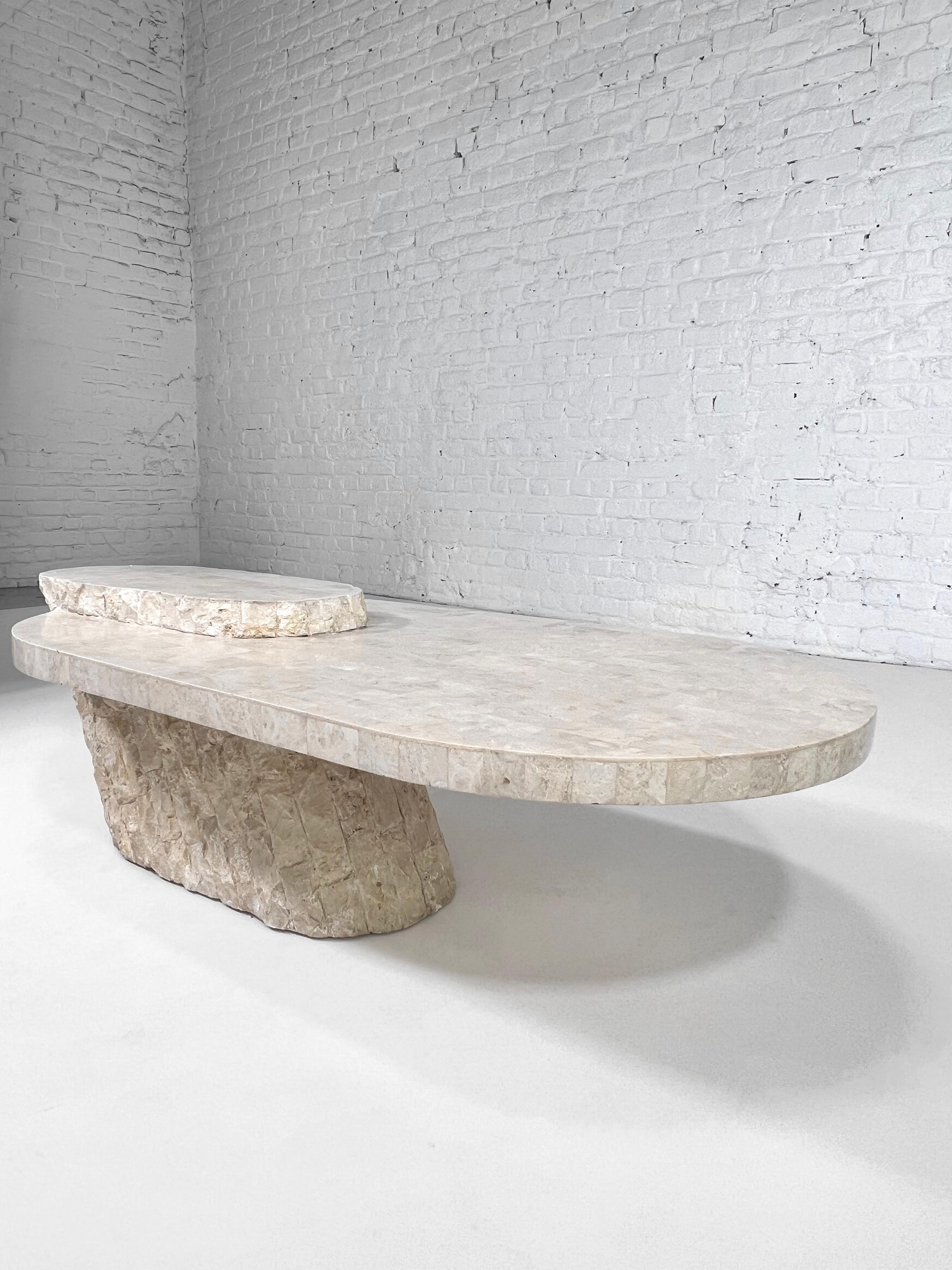 Hollywood Regency Tessellated Stone Oval Coffee Table For Sale