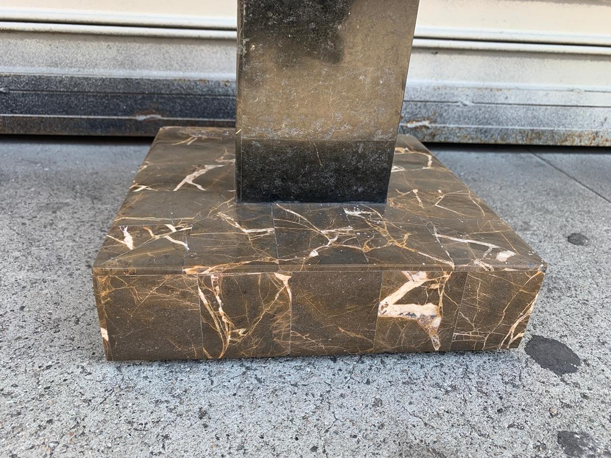 Mid-Century Modern Tessellated Stone Pedestal Attb to Karl Springer