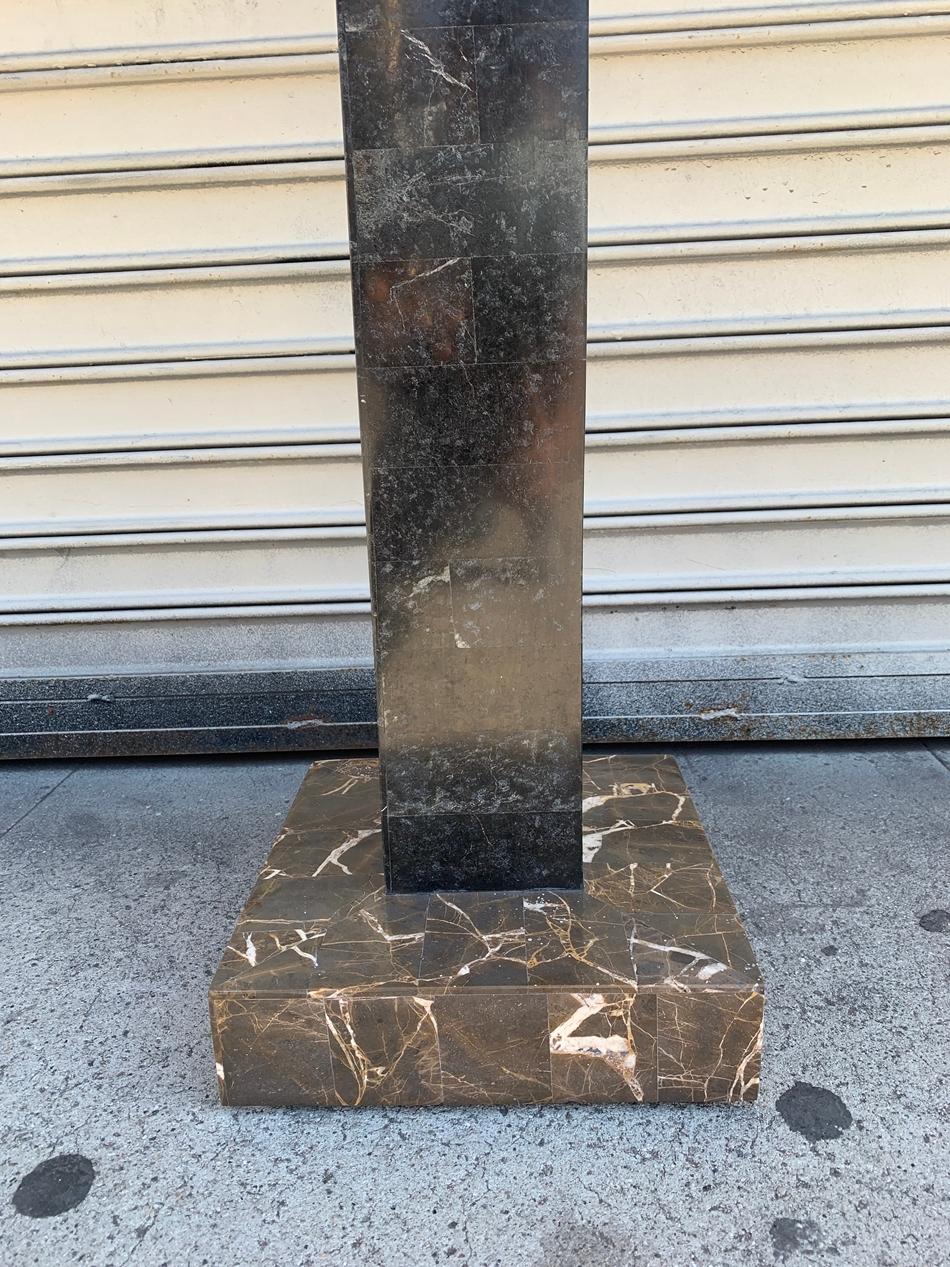 American Tessellated Stone Pedestal Attb to Karl Springer