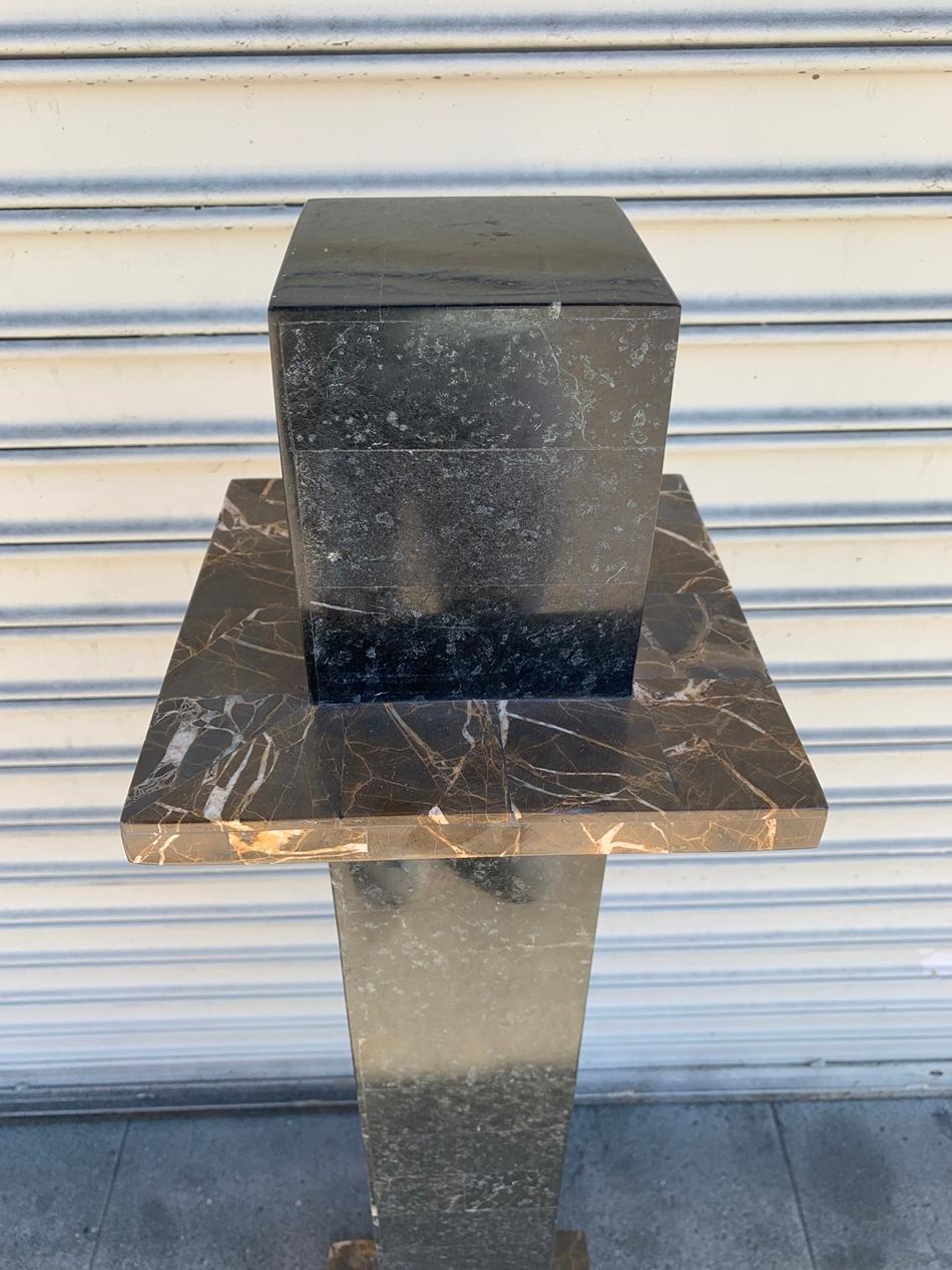 Tessellated Stone Pedestal Attb to Karl Springer In Good Condition In Los Angeles, CA