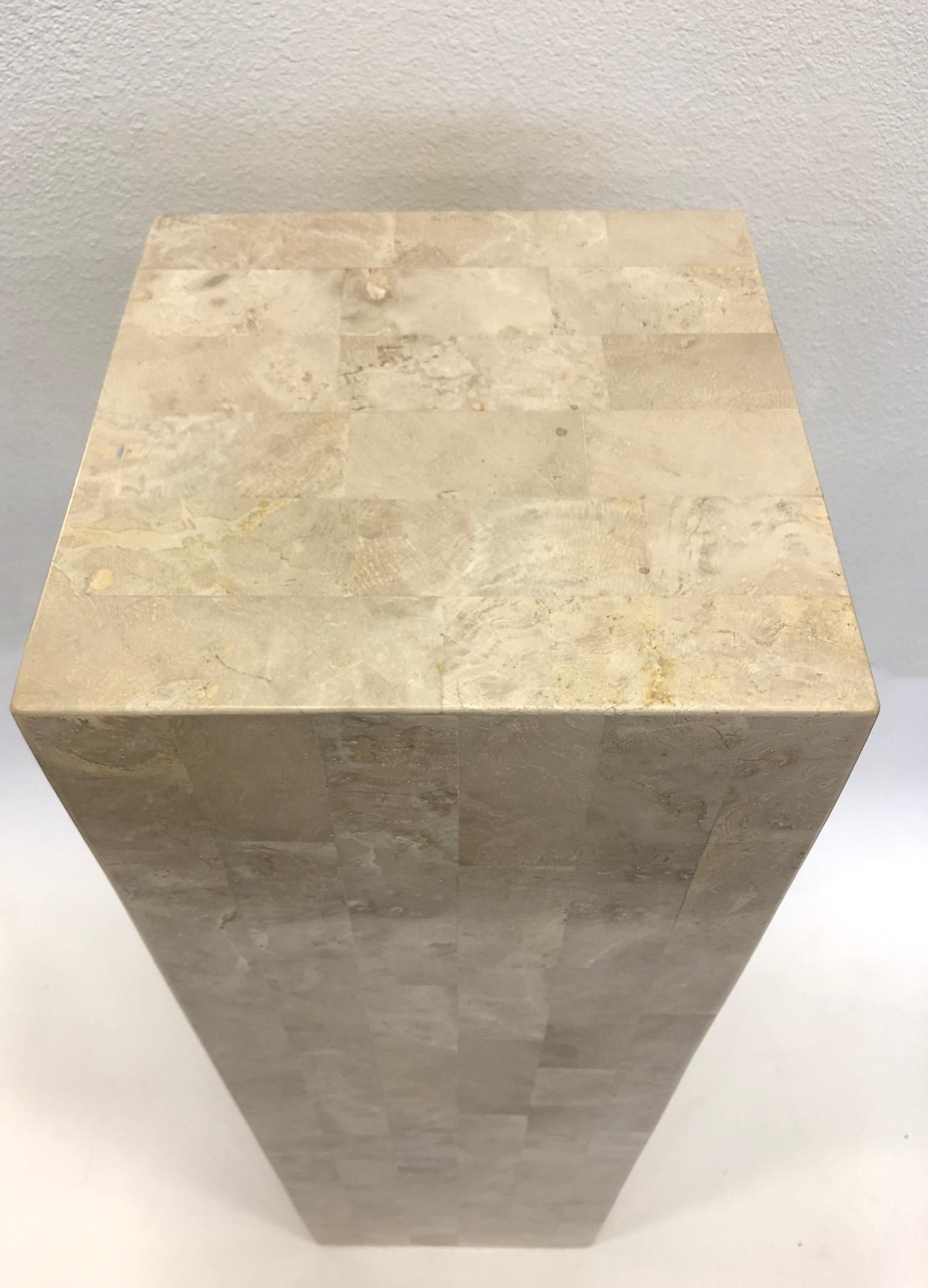 Tessellated Stone Pedestal by Marquis Collection of Beverly Hills In Excellent Condition In Palm Springs, CA