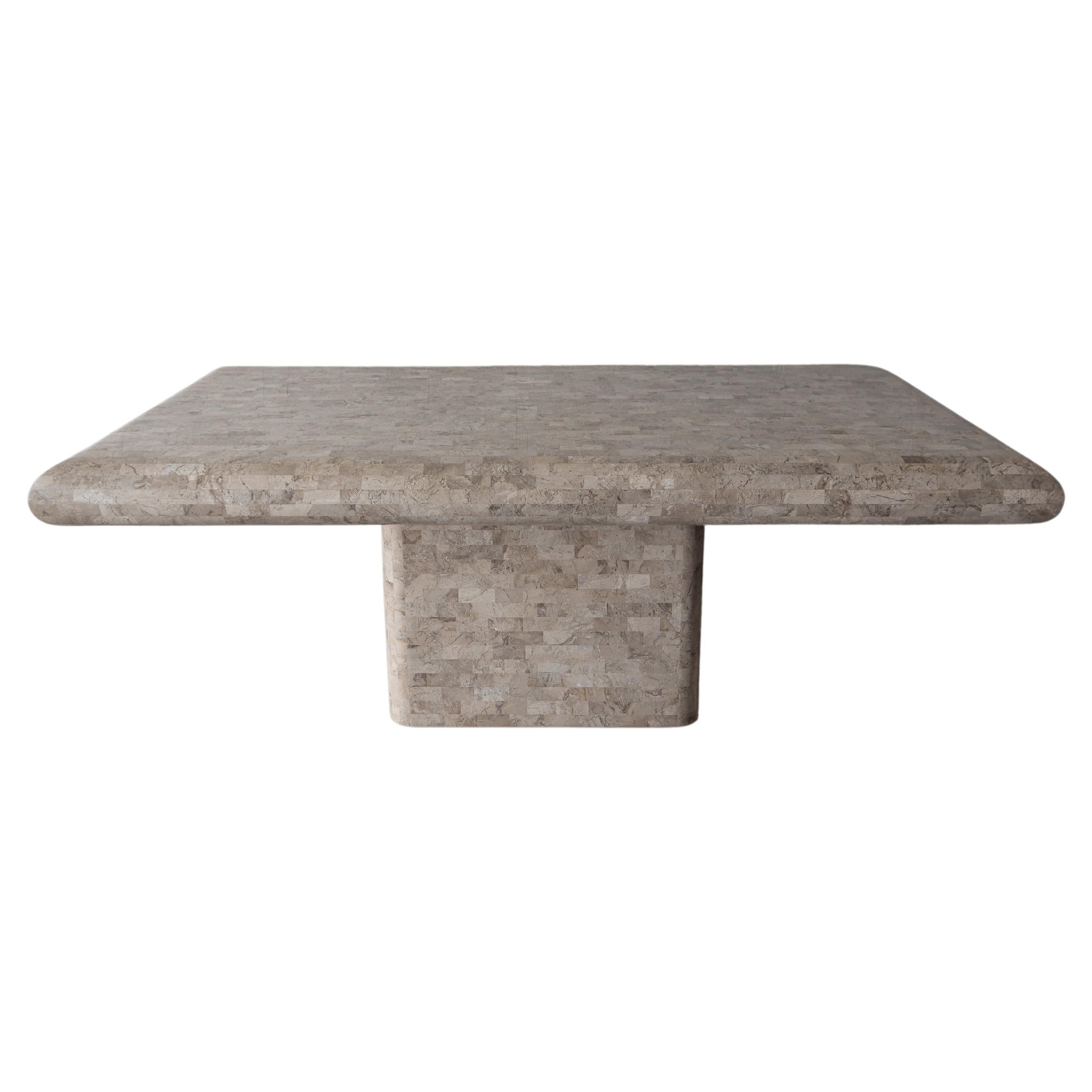 Tessellated Stone Pedestal Dining Table by Maitland Smith For Sale