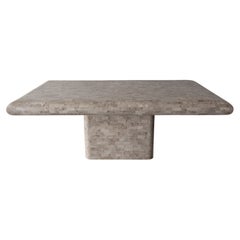 Tessellated Stone Pedestal Dining Table by Maitland Smith
