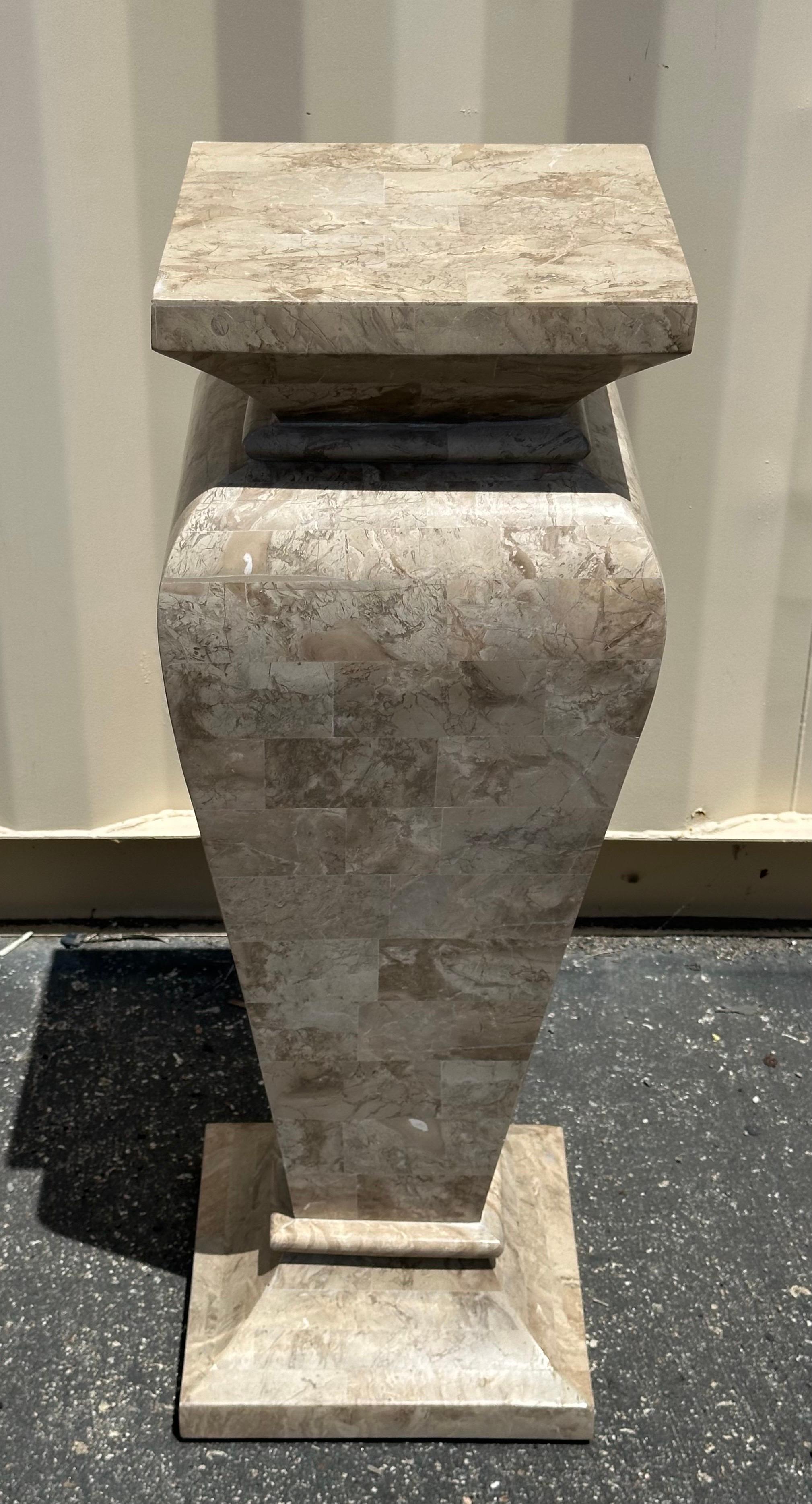 Tessellated Stone Pedestal in the Style of Maitland Smith For Sale 4