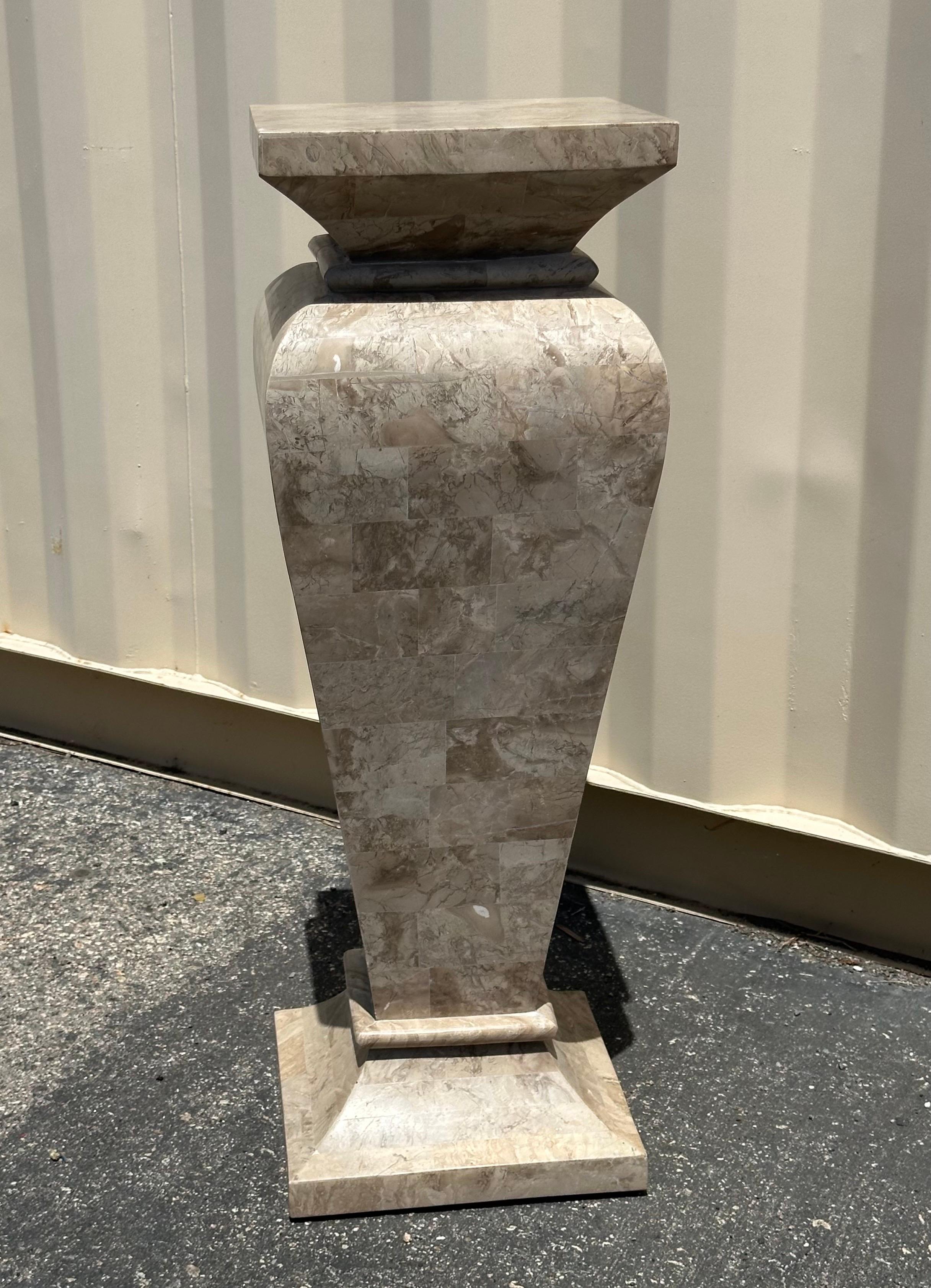 Tessellated Stone Pedestal in the Style of Maitland Smith For Sale 5