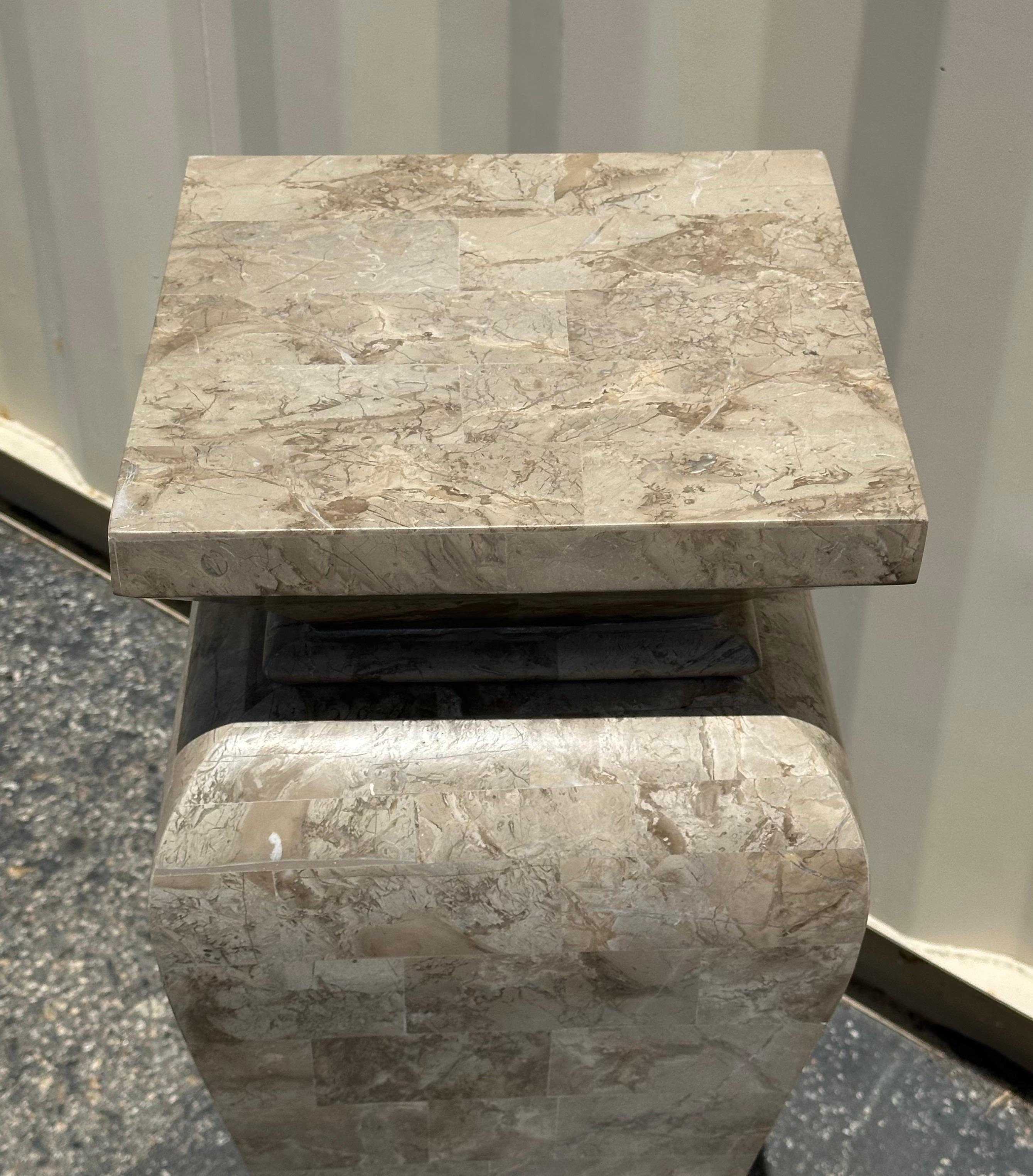 Tessellated Stone Pedestal in the Style of Maitland Smith For Sale 7