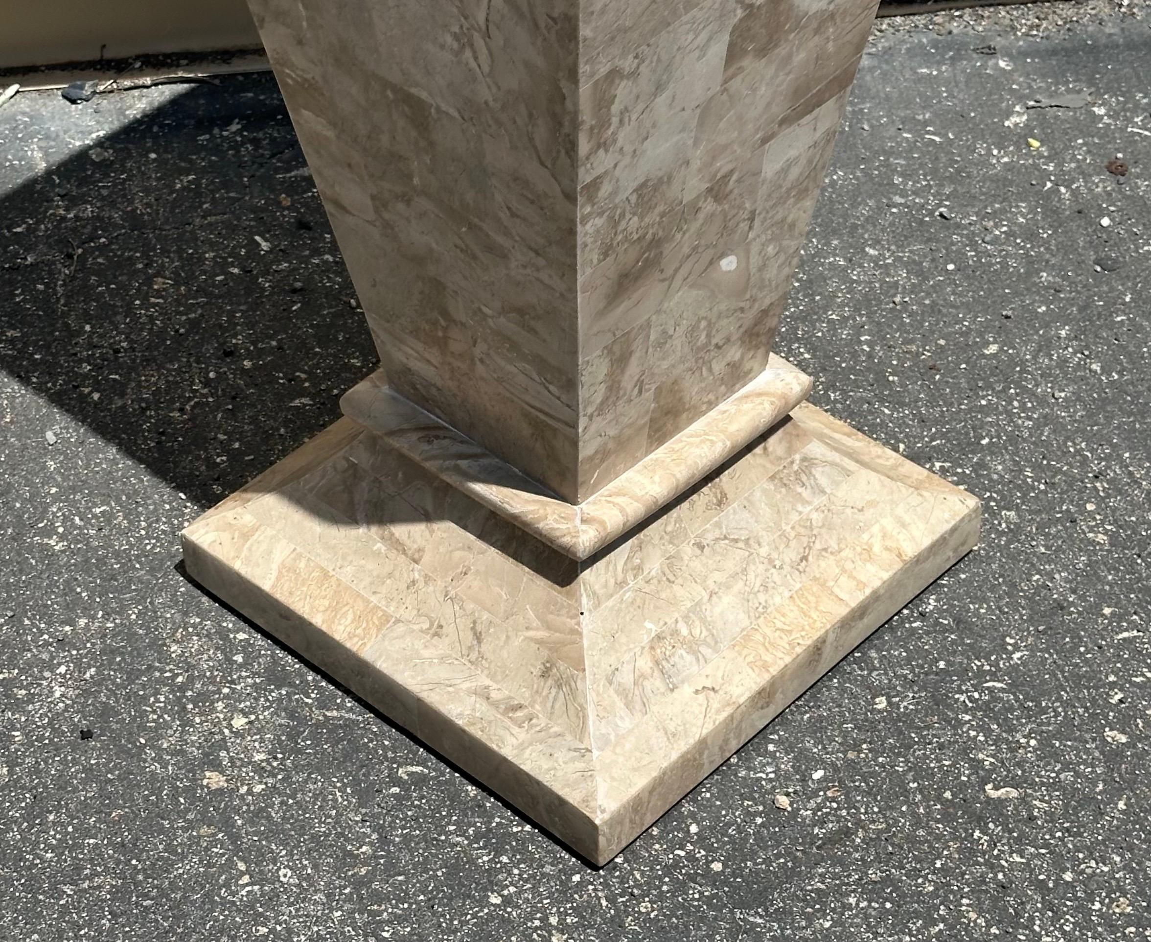 Tessellated Stone Pedestal in the Style of Maitland Smith For Sale 8