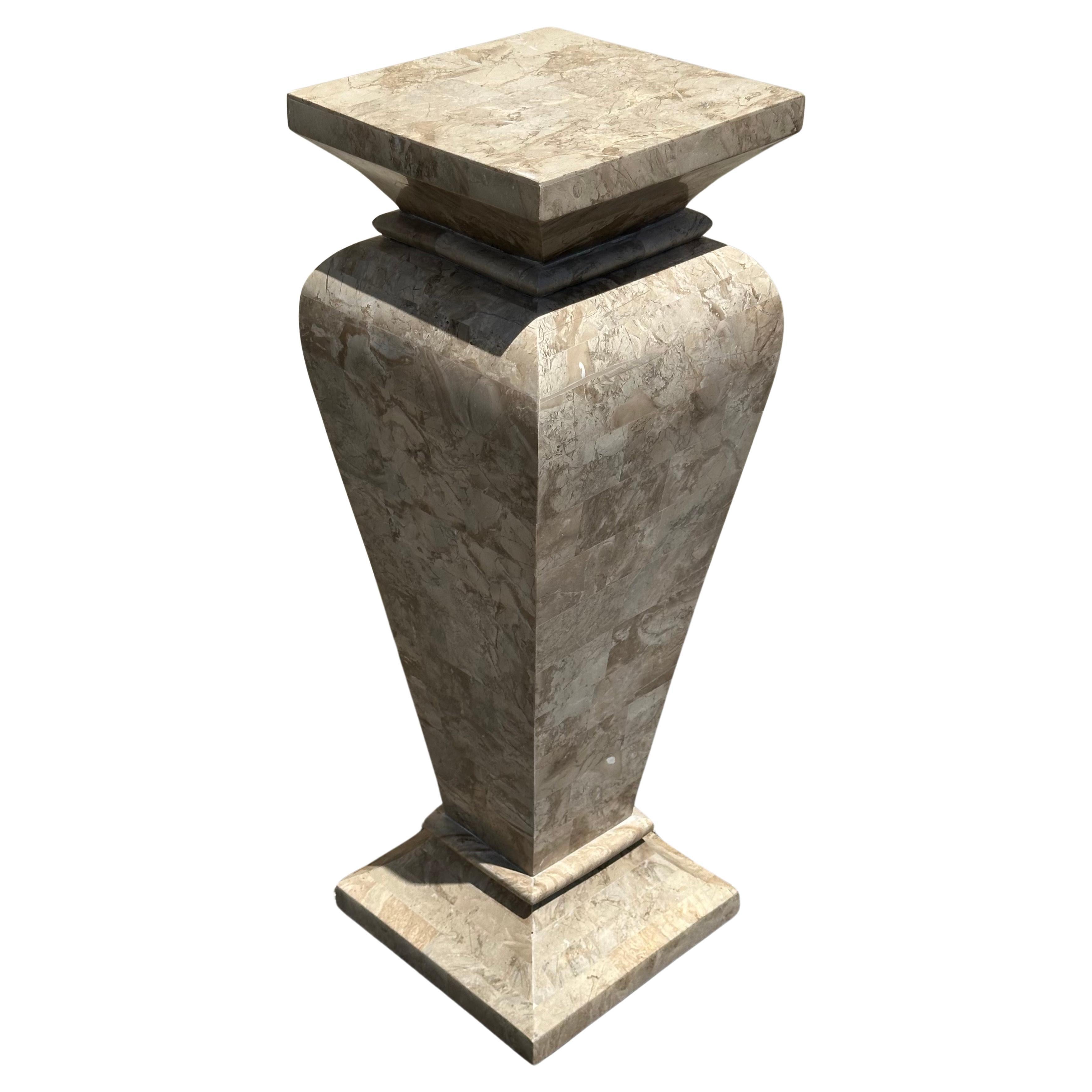 Hollywood Regency Tessellated Stone Pedestal in the Style of Maitland Smith For Sale