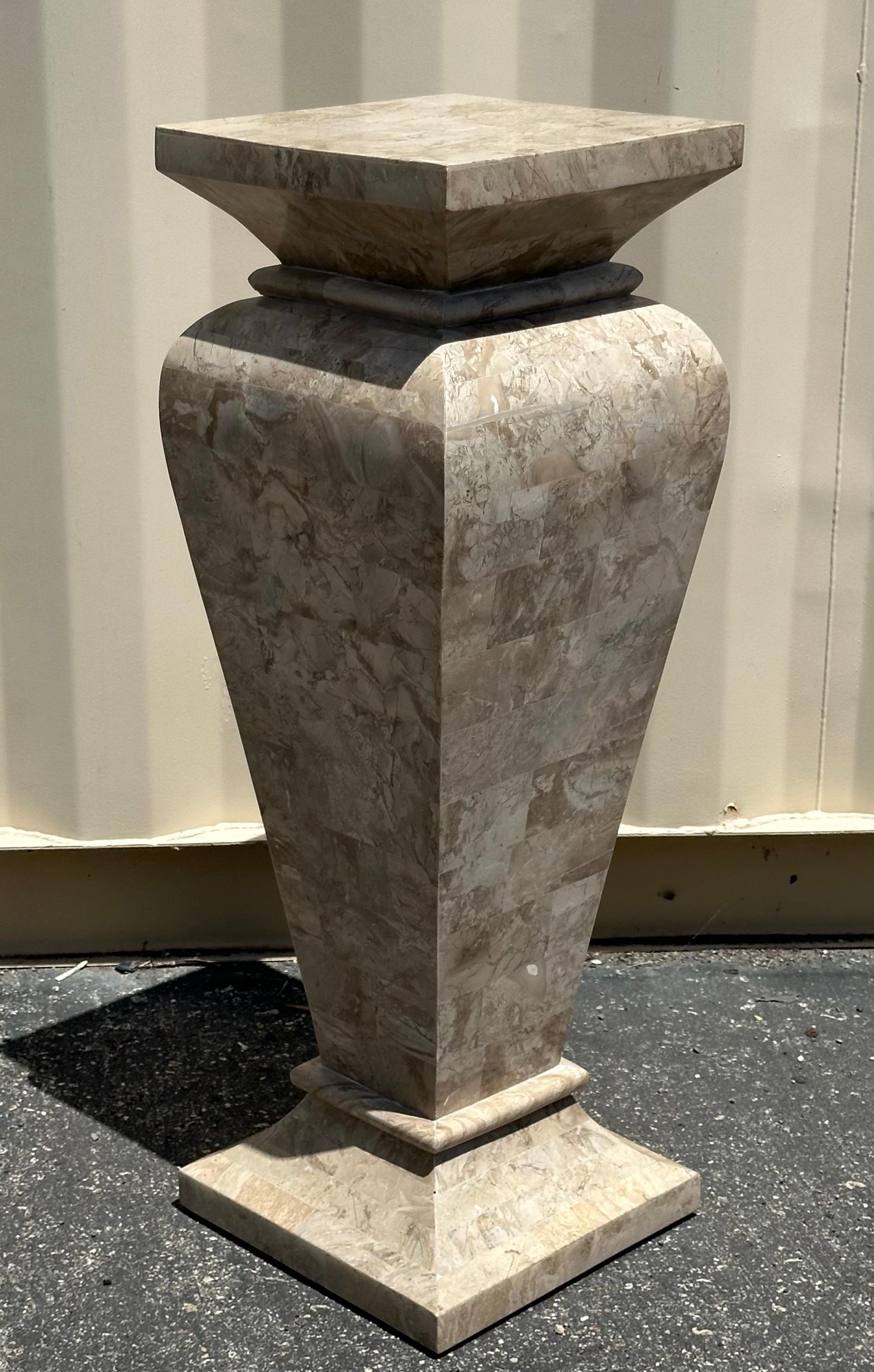 20th Century Tessellated Stone Pedestal in the Style of Maitland Smith For Sale
