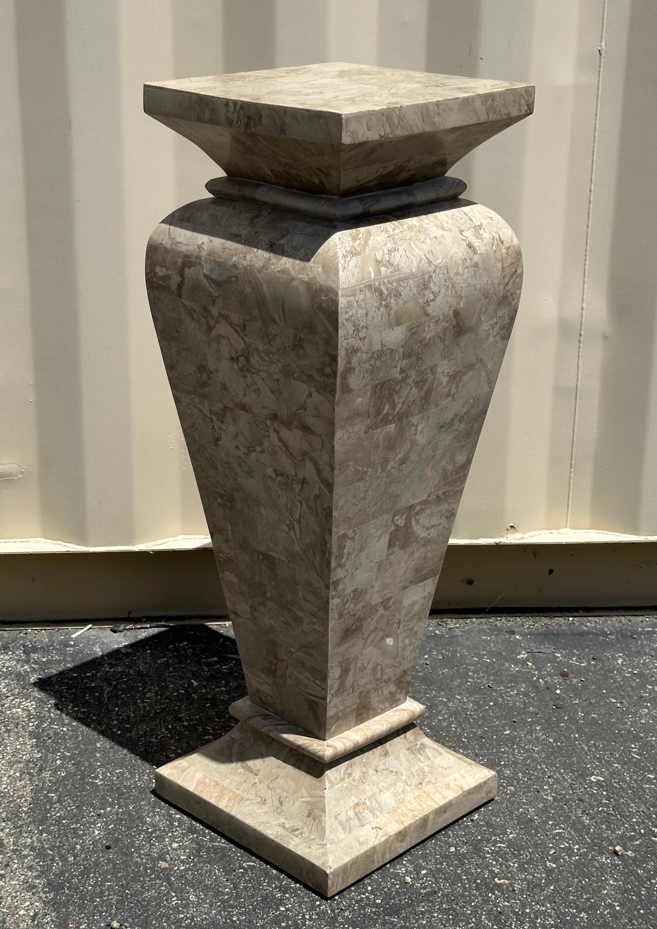Tessellated Stone Pedestal in the Style of Maitland Smith For Sale 1