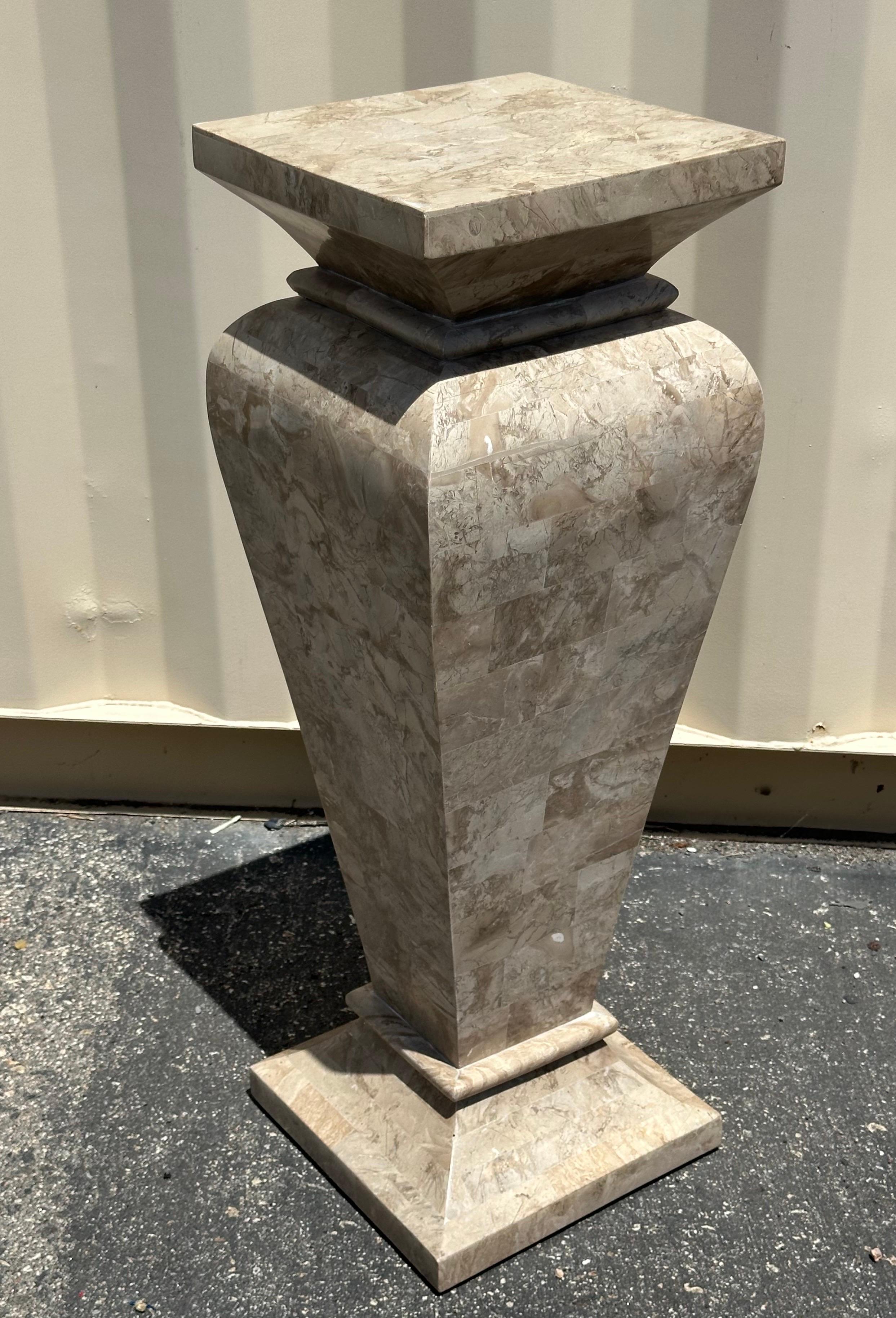 Tessellated Stone Pedestal in the Style of Maitland Smith For Sale 2