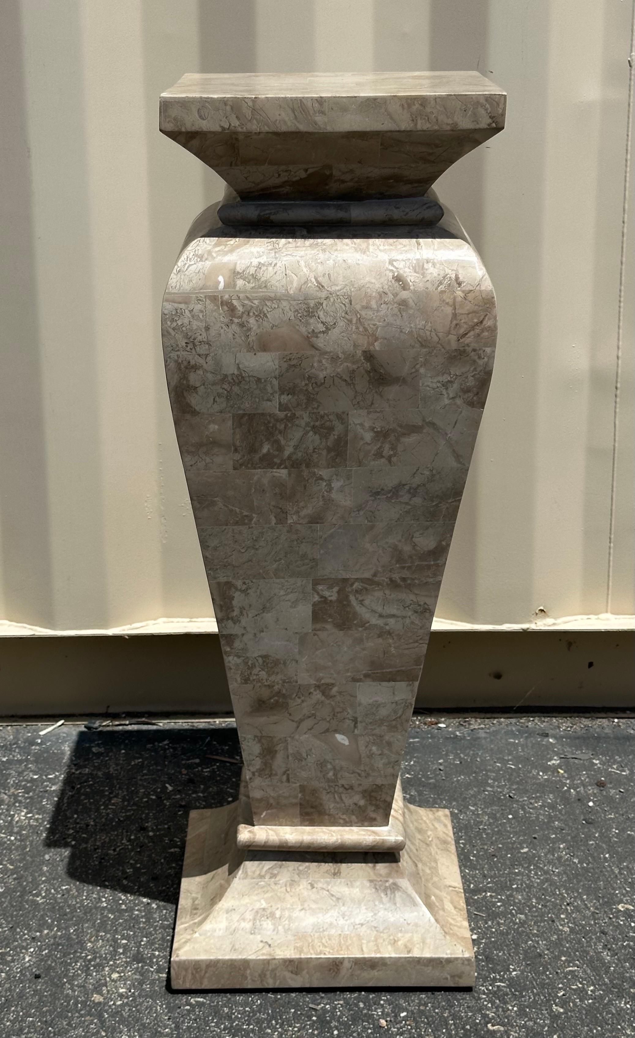 Tessellated Stone Pedestal in the Style of Maitland Smith For Sale 3