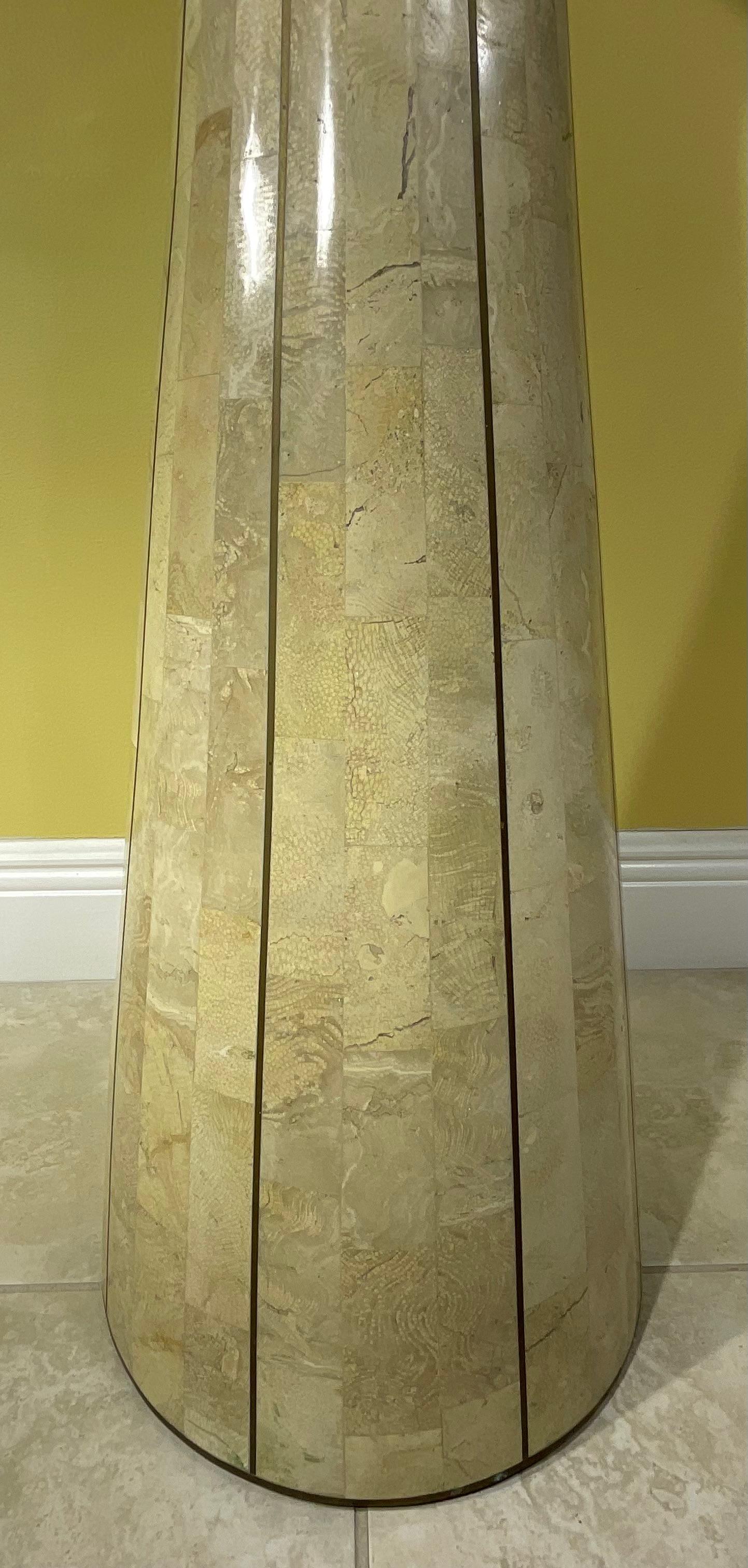 Tessellated Stone Pedestal with Brass Accents by Maitland Smith For Sale 4