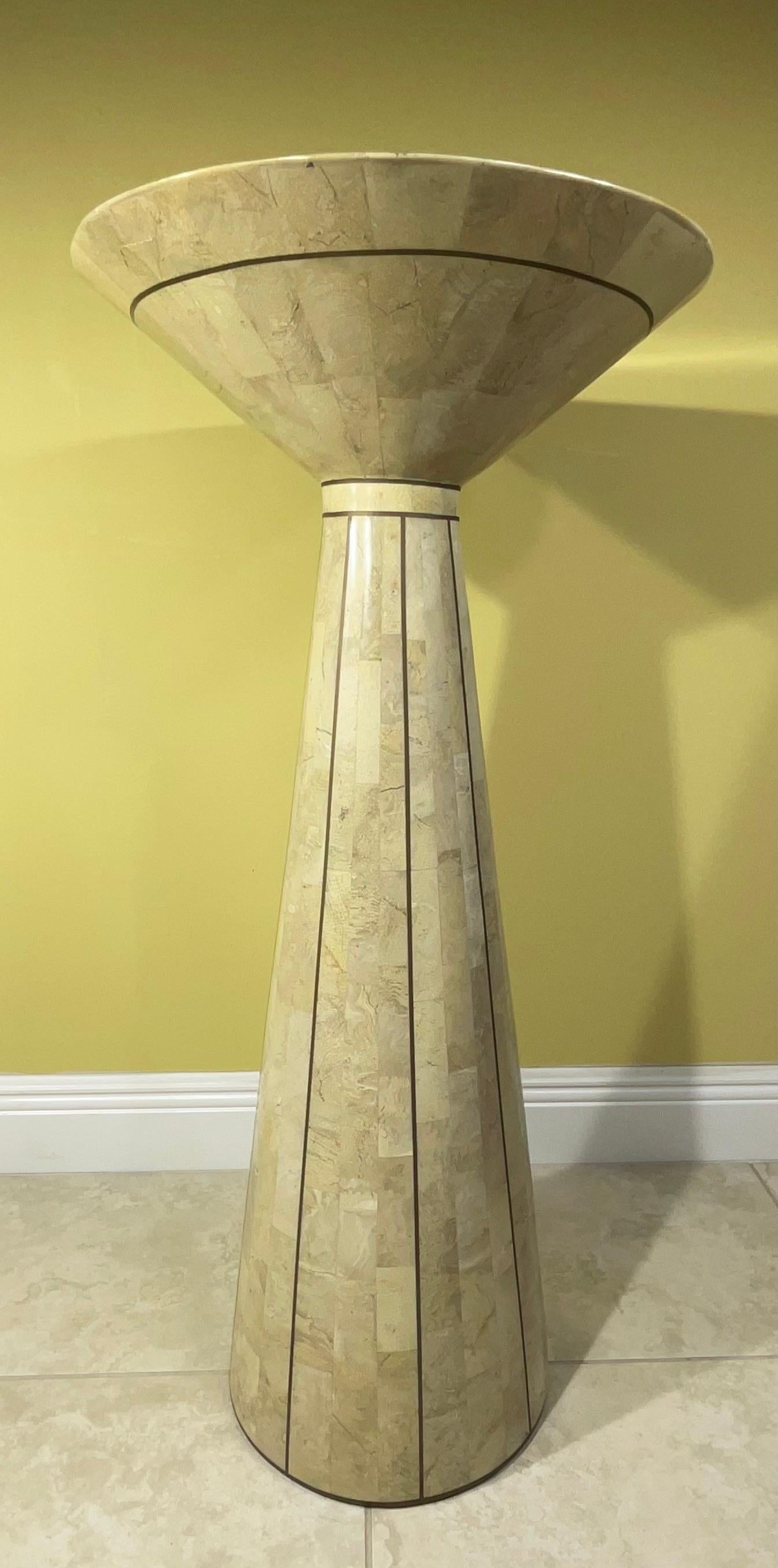 Tessellated Stone Pedestal with Brass Accents by Maitland Smith For Sale 5