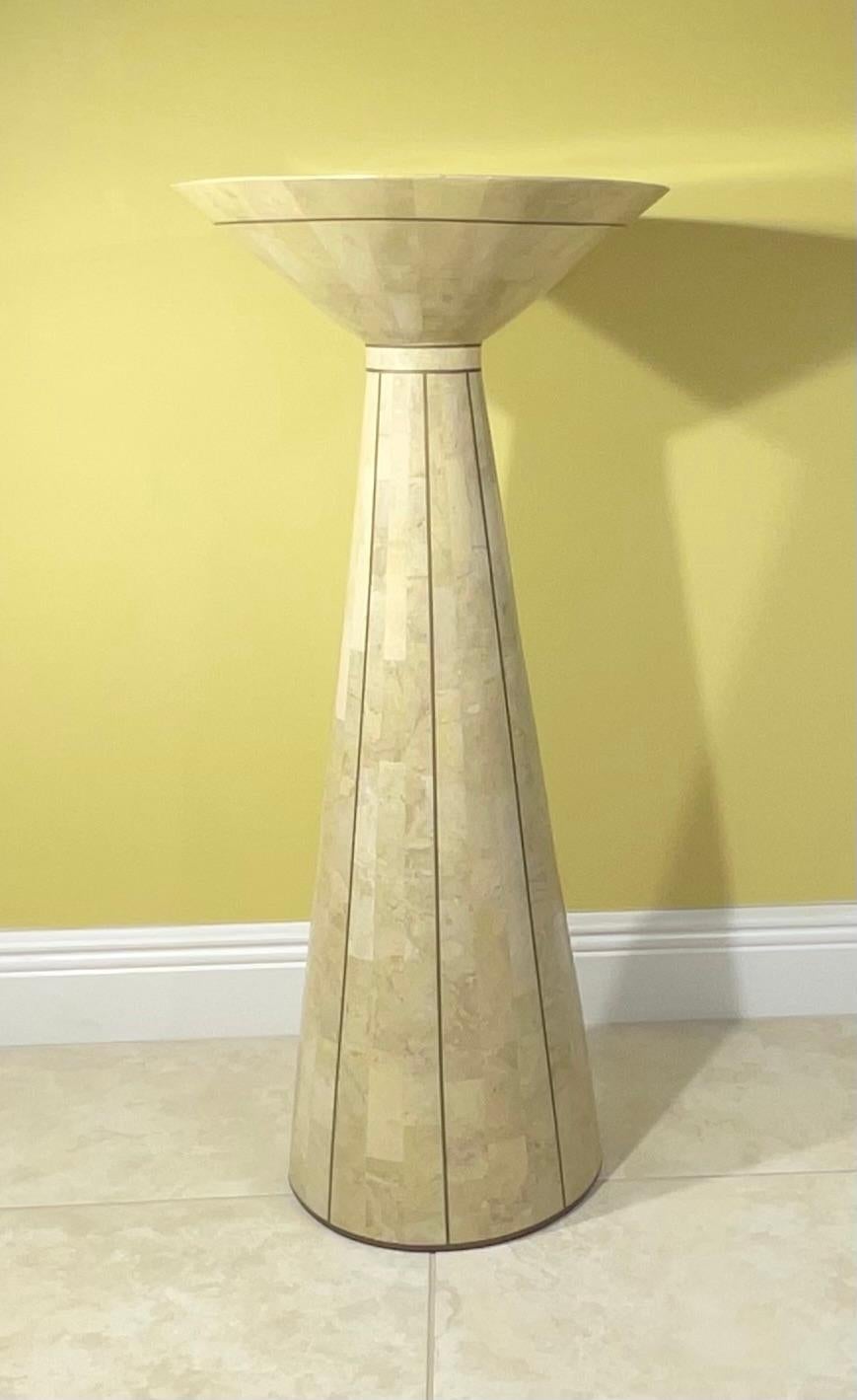 Tessellated Stone Pedestal with Brass Accents by Maitland Smith For Sale 8
