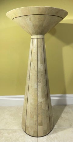 Tessellated Stone Pedestal with Brass Accents by Maitland Smith