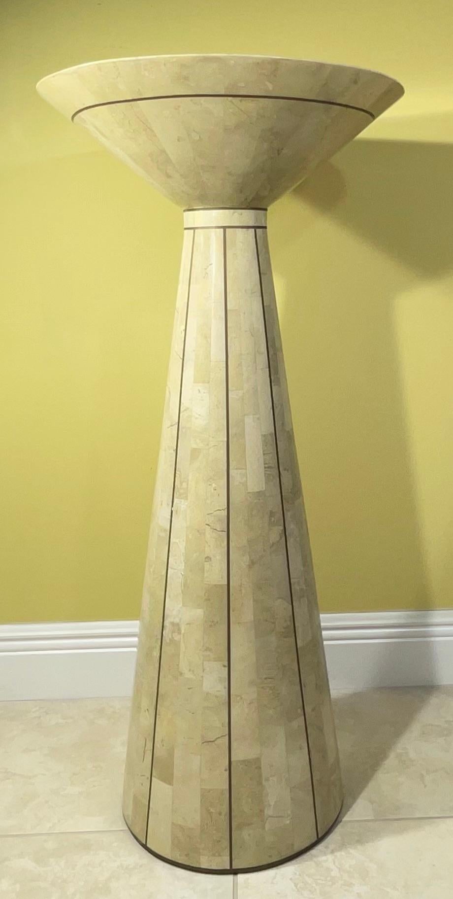 Tessellated Stone Pedestal with Brass Accents by Maitland Smith For Sale 1