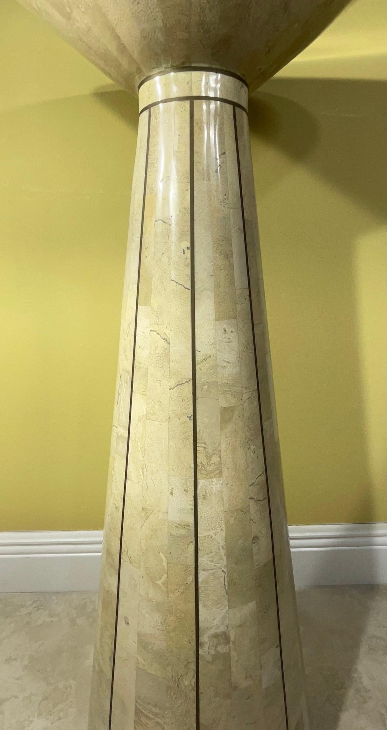 Tessellated Stone Pedestal with Brass Accents by Maitland Smith For Sale 2