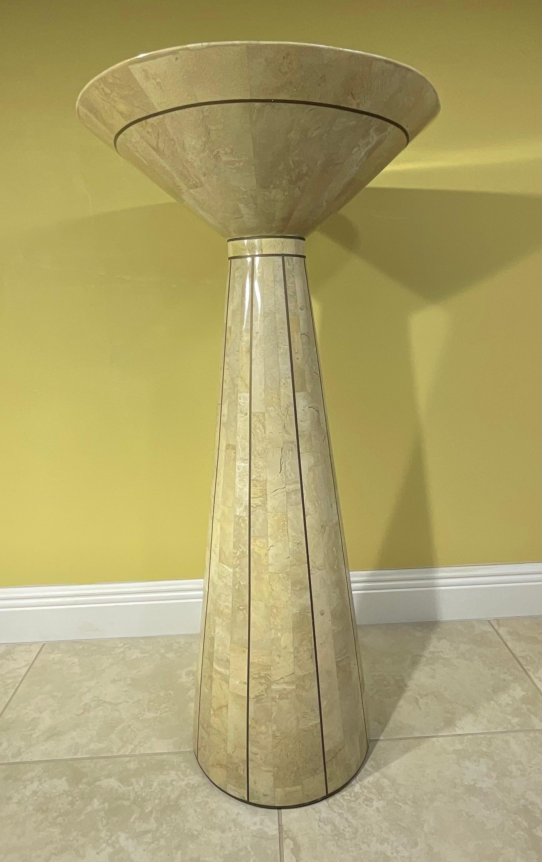 Tessellated Stone Pedestal with Brass Accents by Maitland Smith For Sale 3