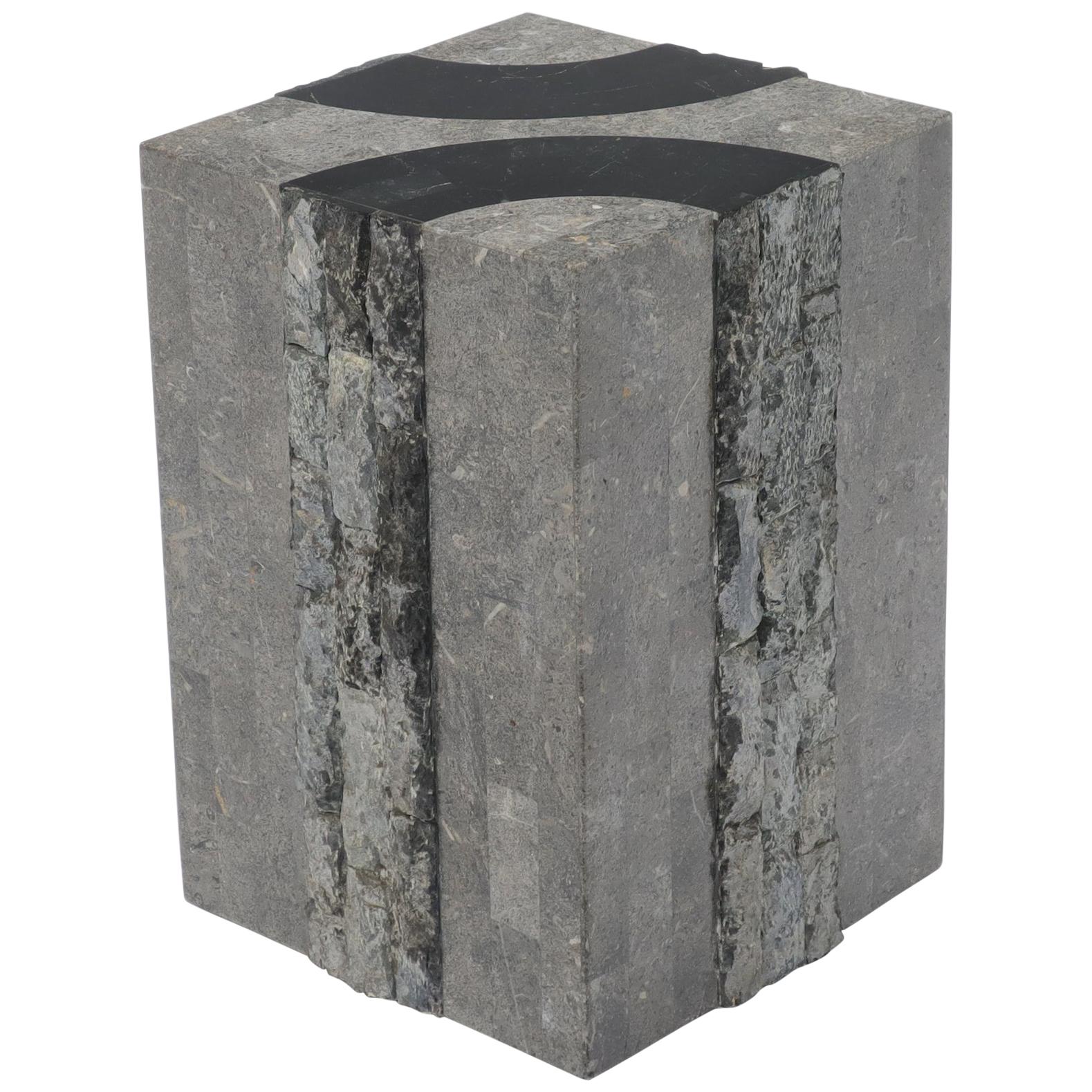Tessellated Stone Polished Marble Tiles Inlay Square Pedestal