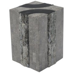 Tessellated Stone Polished Marble Tiles Inlay Square Pedestal