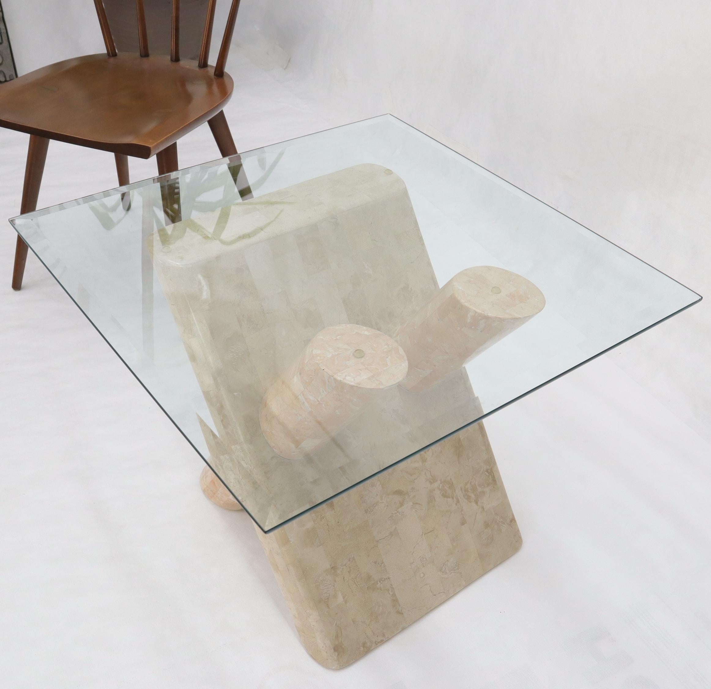 Tessellated stone X-shape base side occasional table.