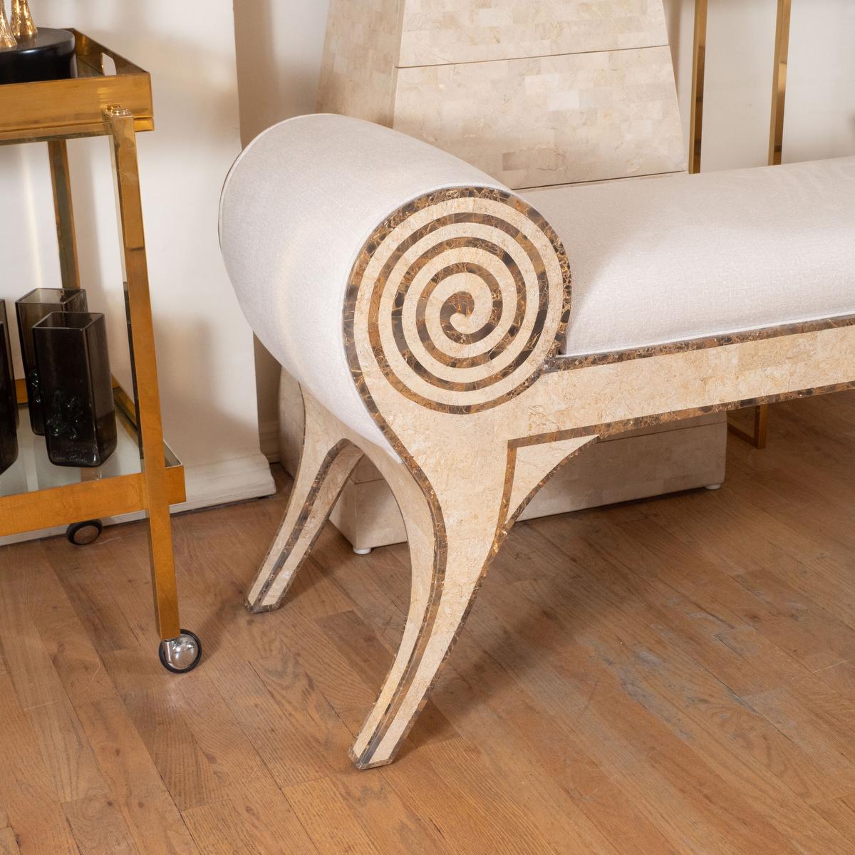 American Tessellated stone scroll arm bench For Sale