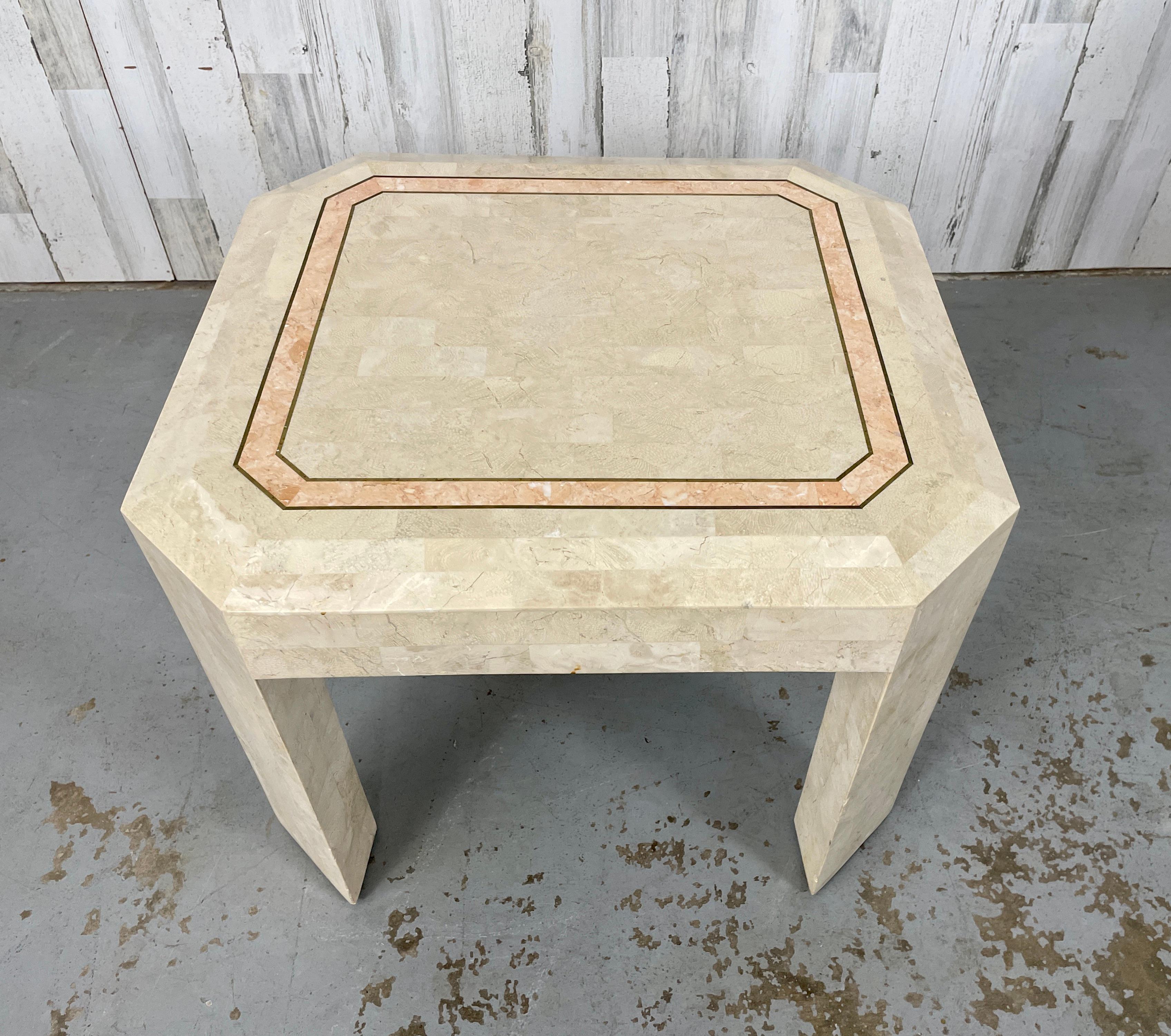 Tessellated Stone Side Table  In Good Condition For Sale In Denton, TX