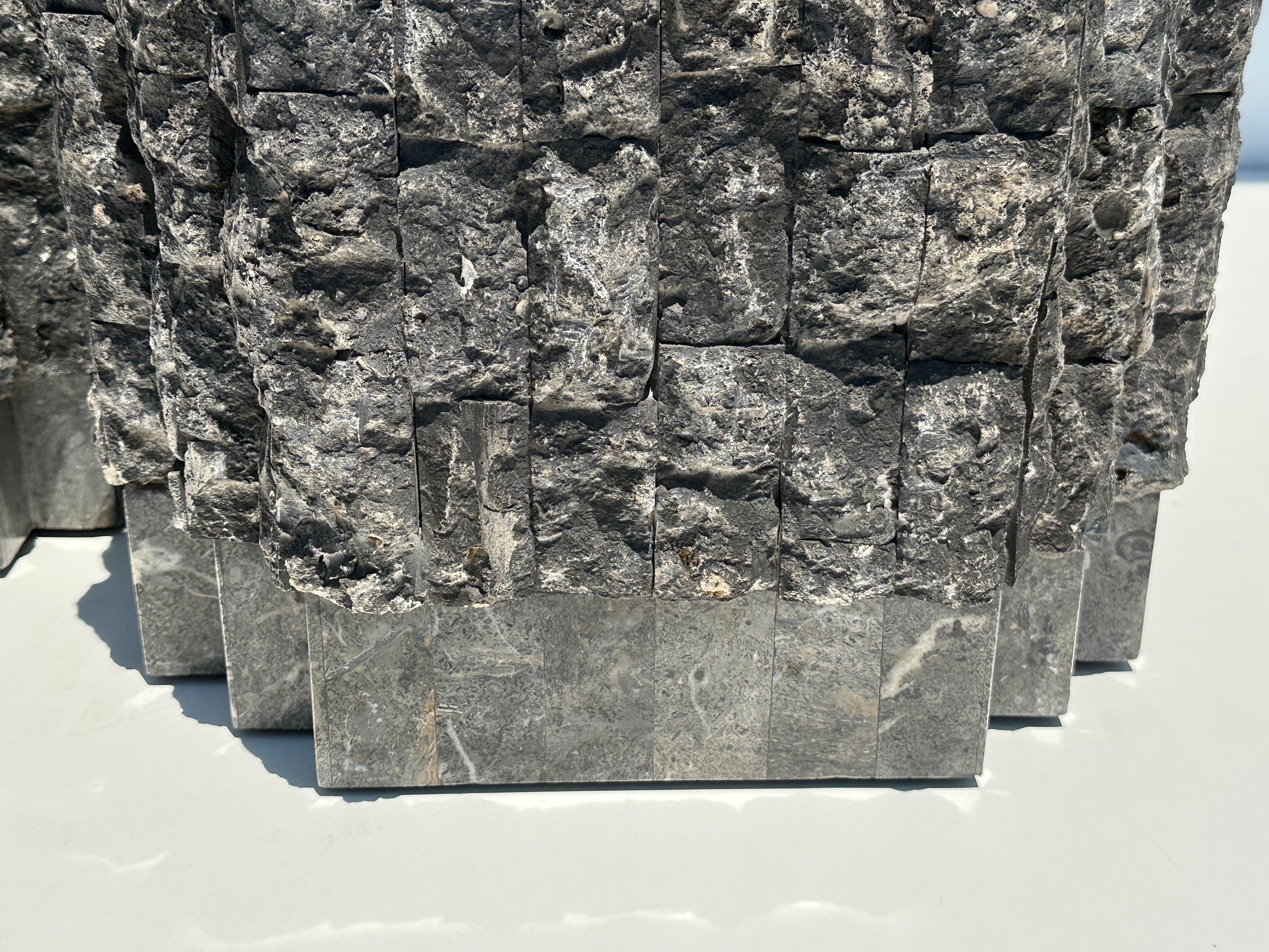 Tessellated Stone Side Tables with Brass trim For Sale 2